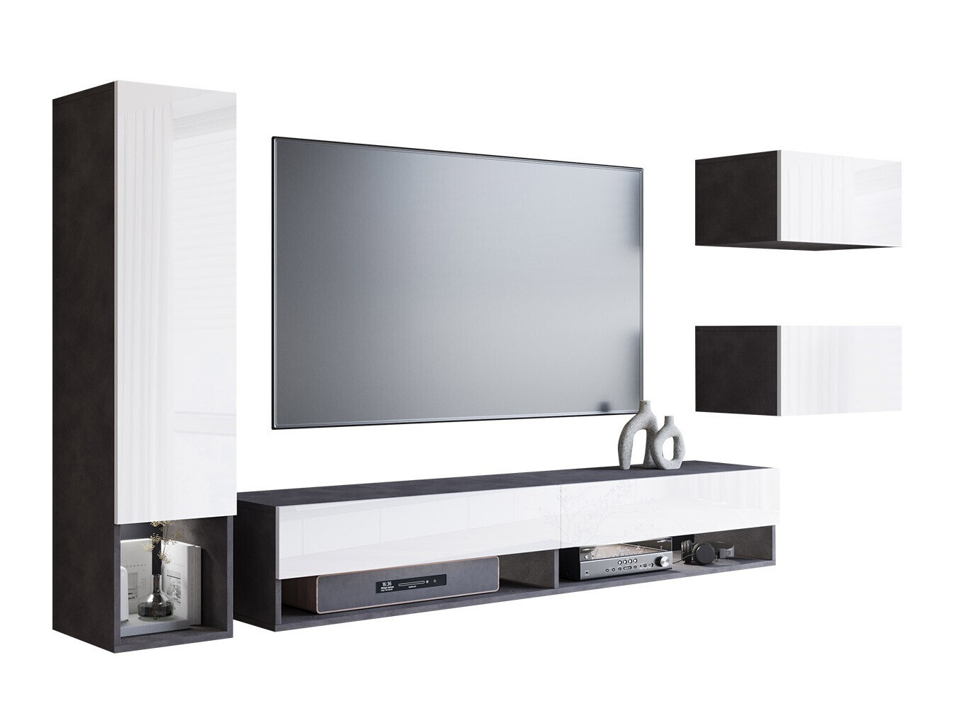 Set za dnevnu sobu Sarasota 124 (Matera siva + Sjajno belo)