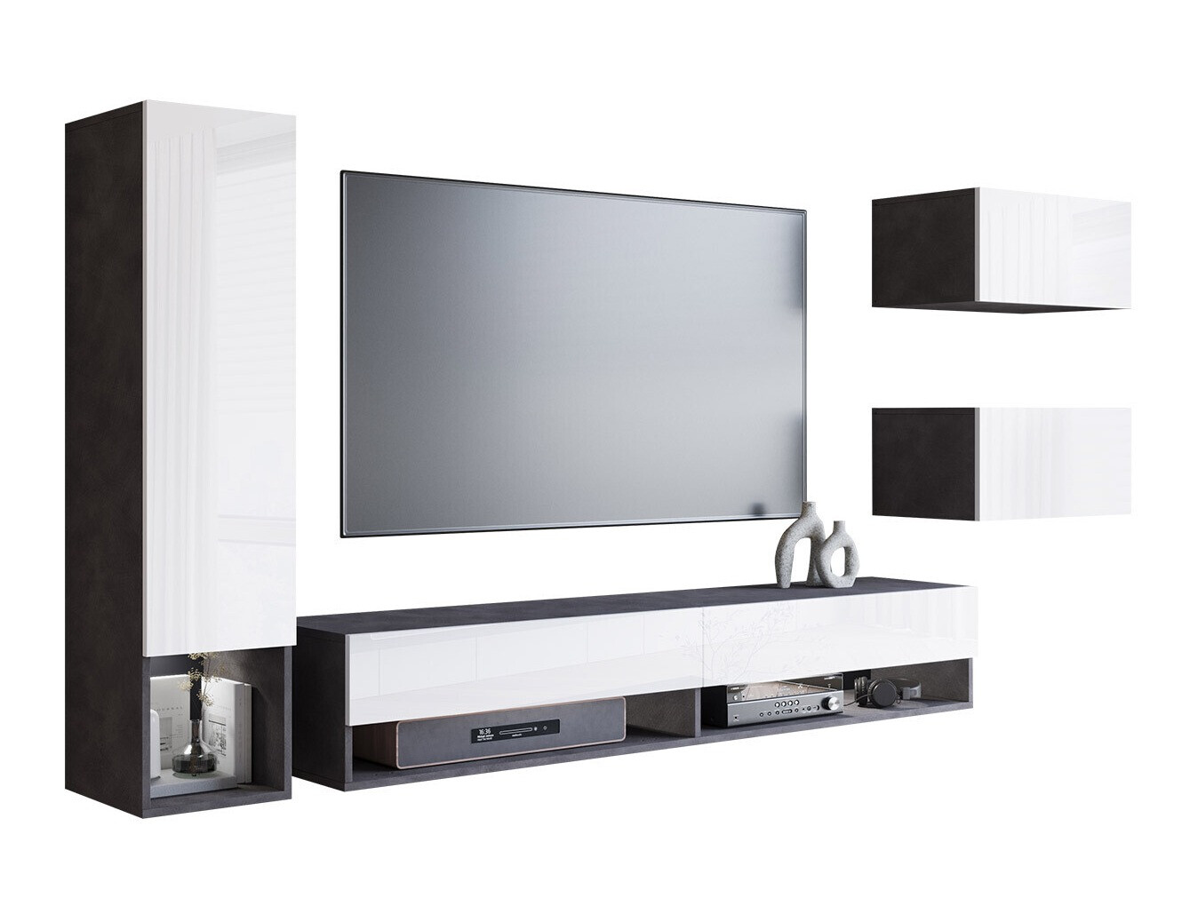 Set za dnevnu sobu Sarasota 124 (Matera siva + Sjajno belo)