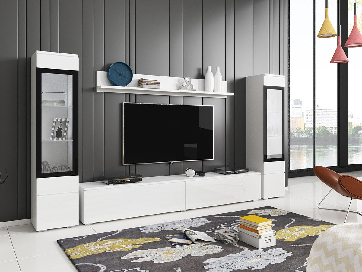 Set za dnevnu sobu Sarasota 126 (Belo + Sjajno belo)