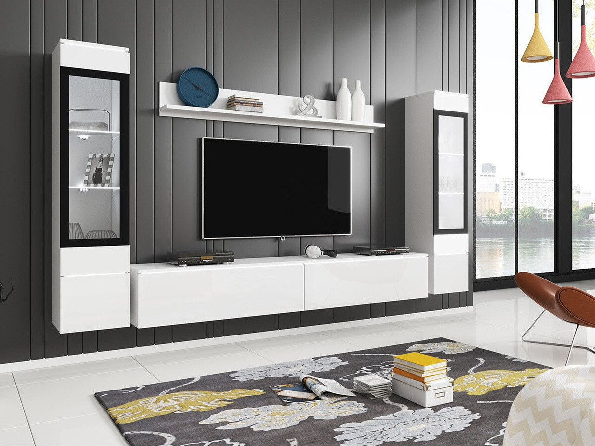 Set za dnevnu sobu Sarasota 126 (Belo + Sjajno belo)