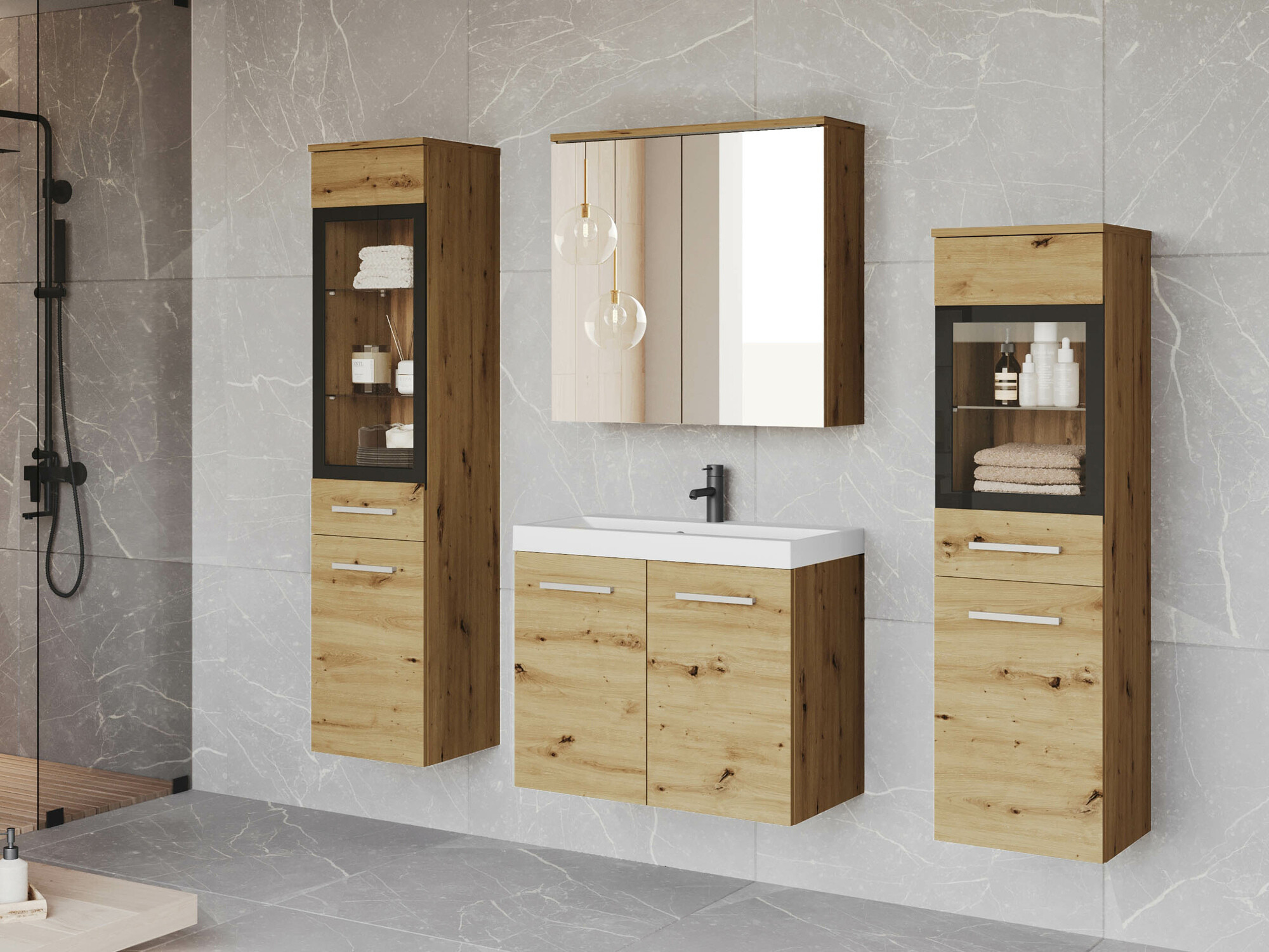 Set za kupatilo Sarasota 140 (Zanatski hrast)