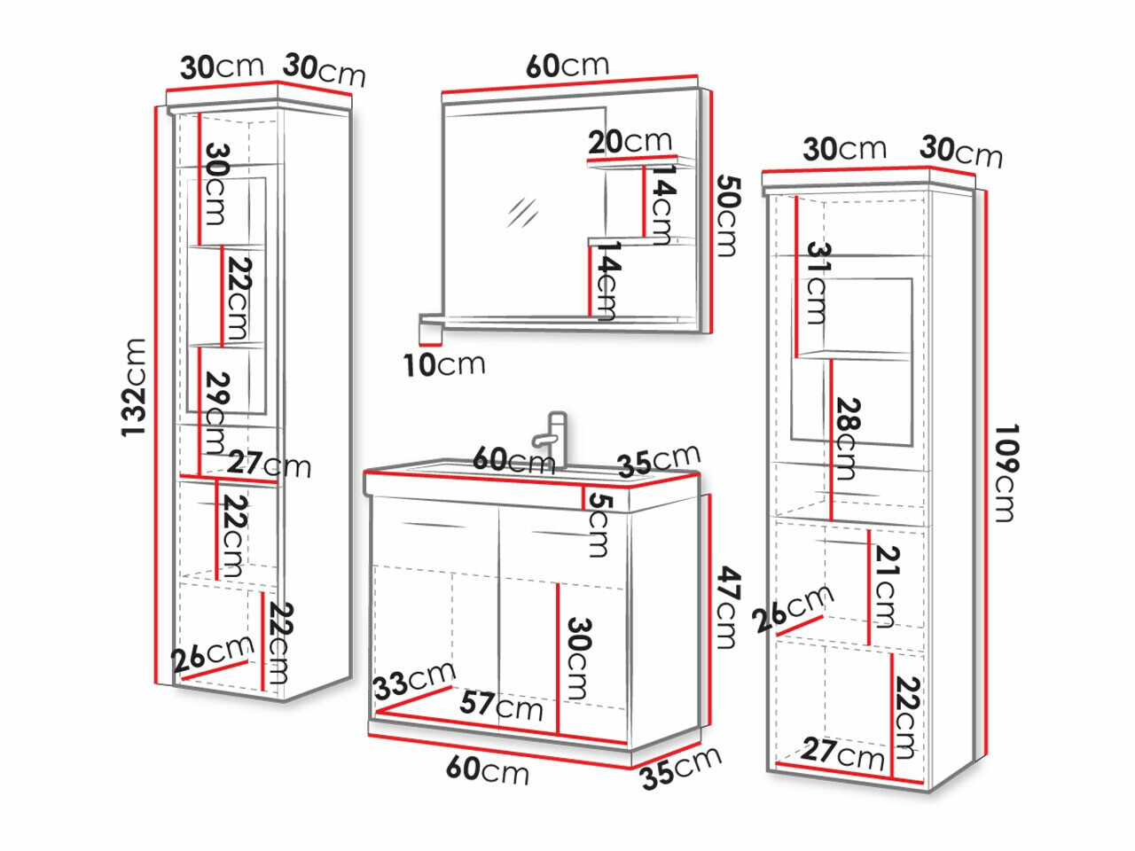 Set za kupatilo Sarasota 141 (Zanatski hrast)