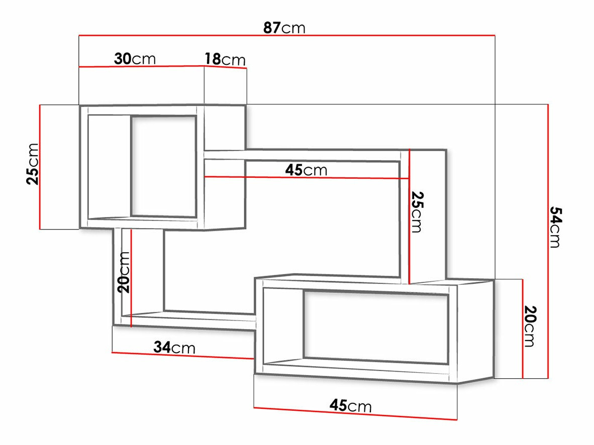 Zidna polica Sarasota 106 (Boja betona + Belo)