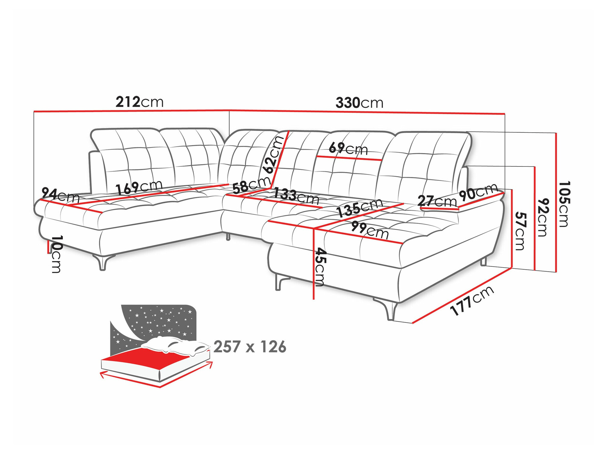 Ugaona sofa Sanford 100 (Manila 16)