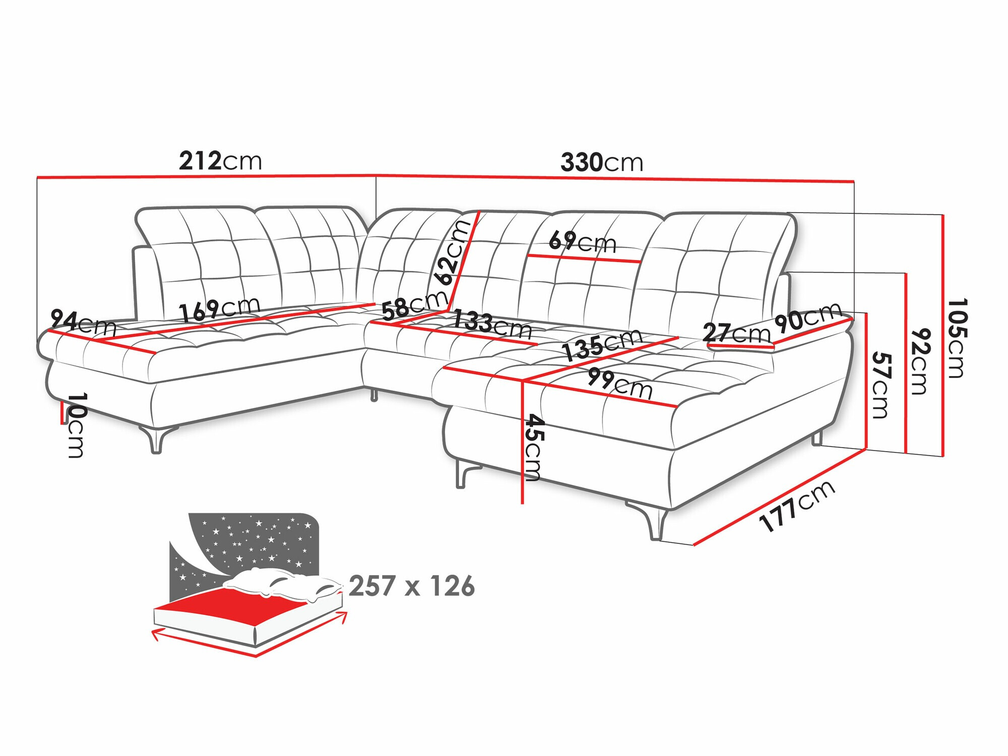 Ugaona sofa Sanford 100 (Neve 03)