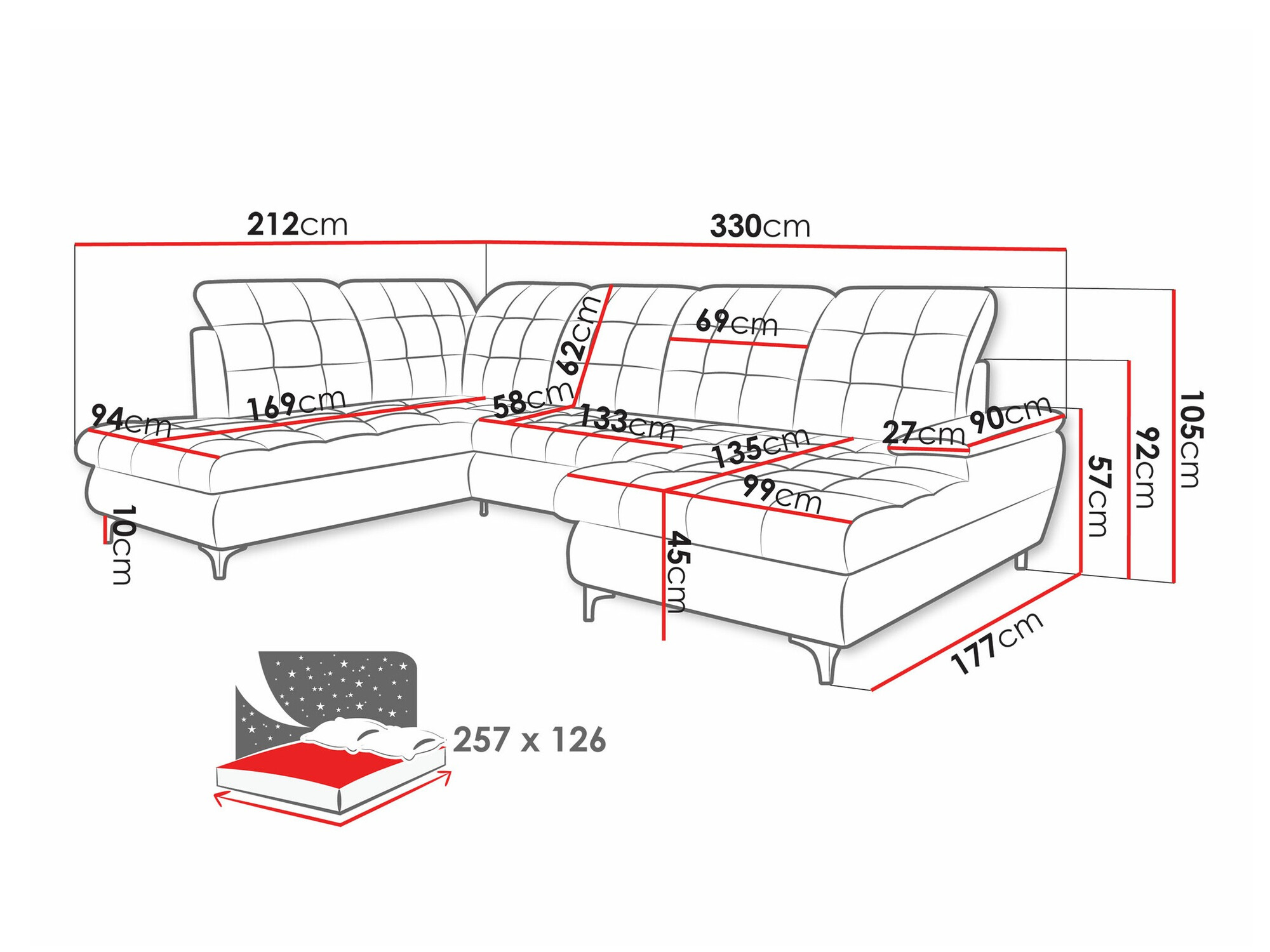 Ugaona sofa Sanford 100 (Neve 03)