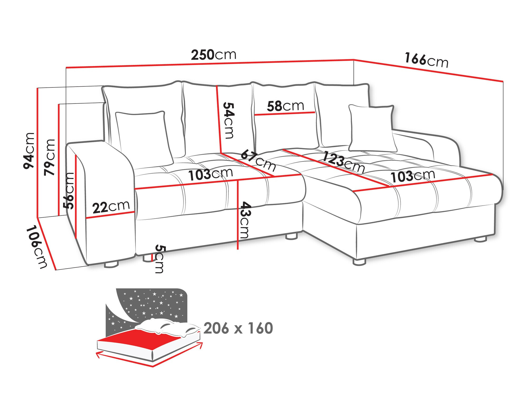 Ugaona sofa Sanford 102 (Manila 02)