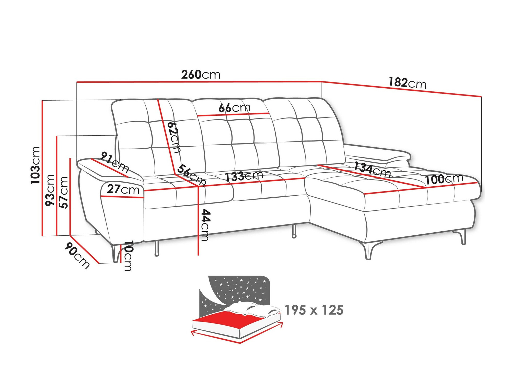 Ugaona sofa Sanford 103 (Manila 16)