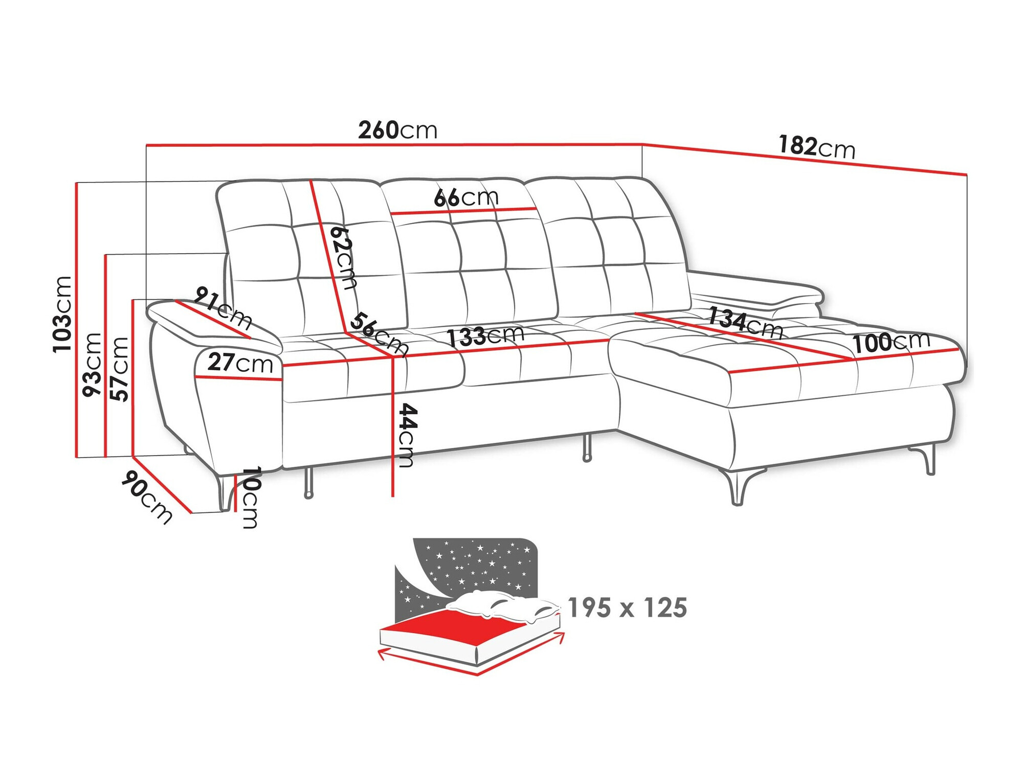Ugaona sofa Sanford 103 (Neve 03)
