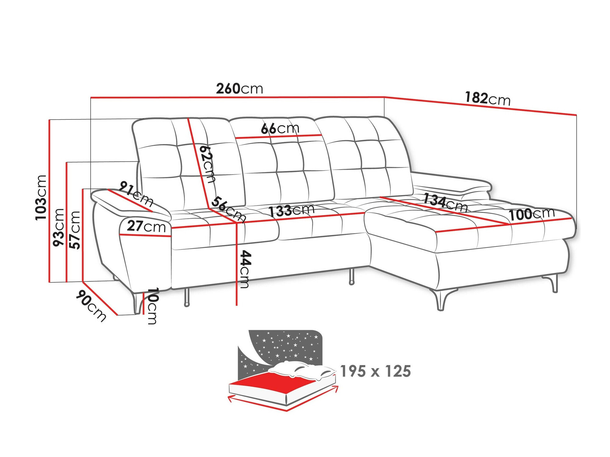 Ugaona sofa Sanford 103 (Neve 03)