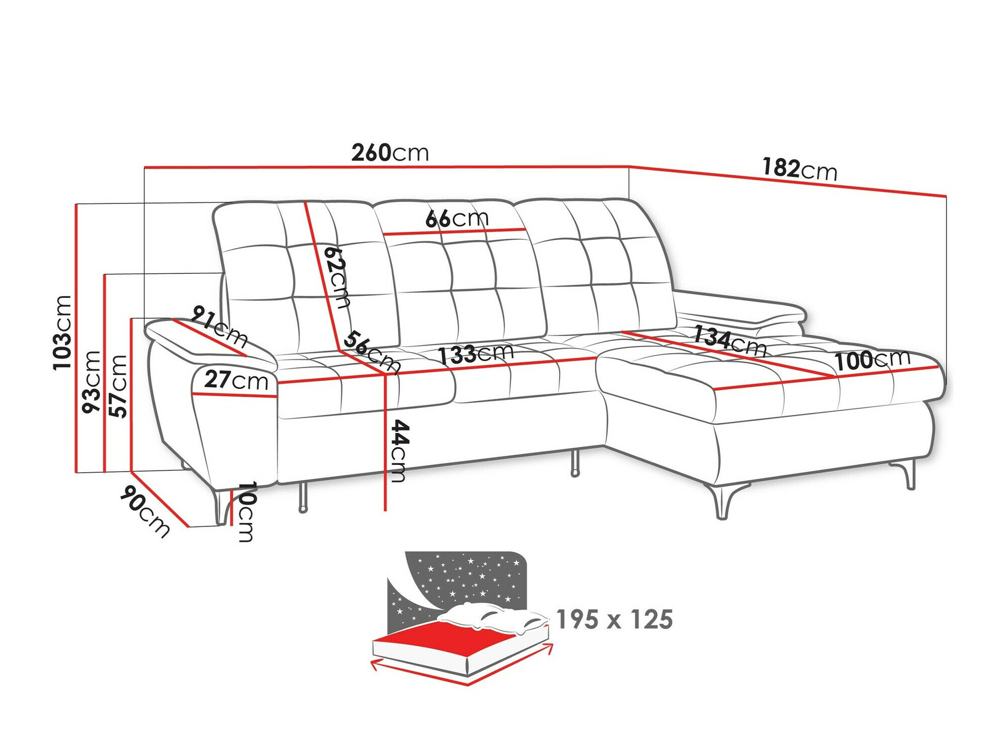 Ugaona sofa Sanford 103 (Neve 90)