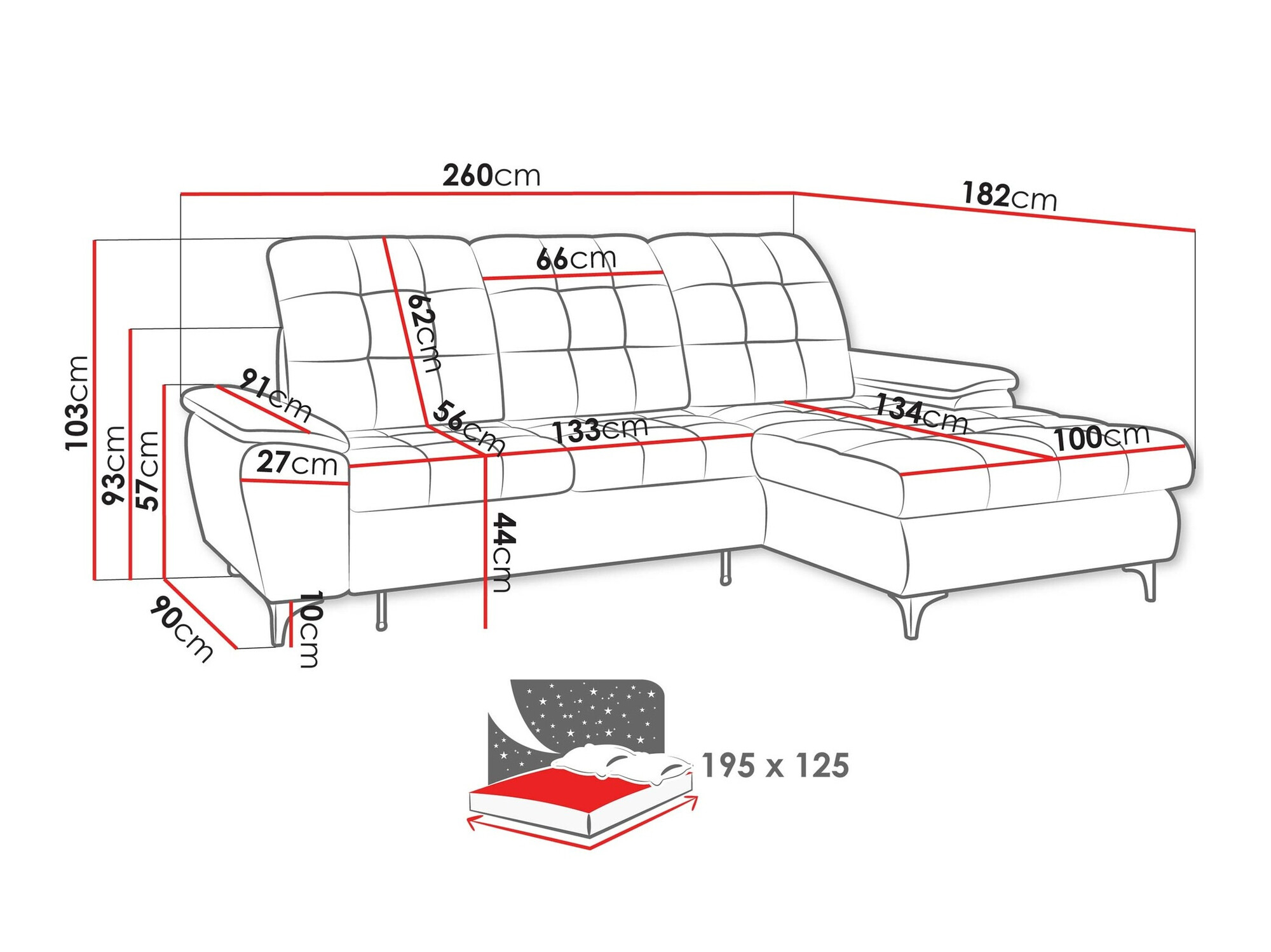 Ugaona sofa Sanford 103 (Neve 90)