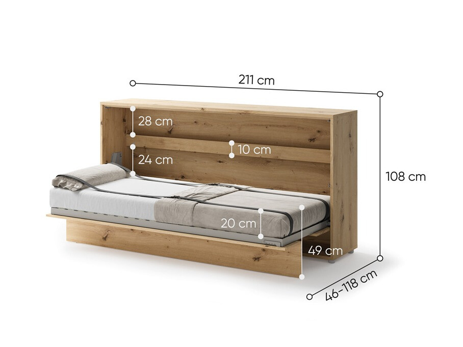 Zidni krevet Concept Pro Lenart Levfere 115 (Zanatski hrast)