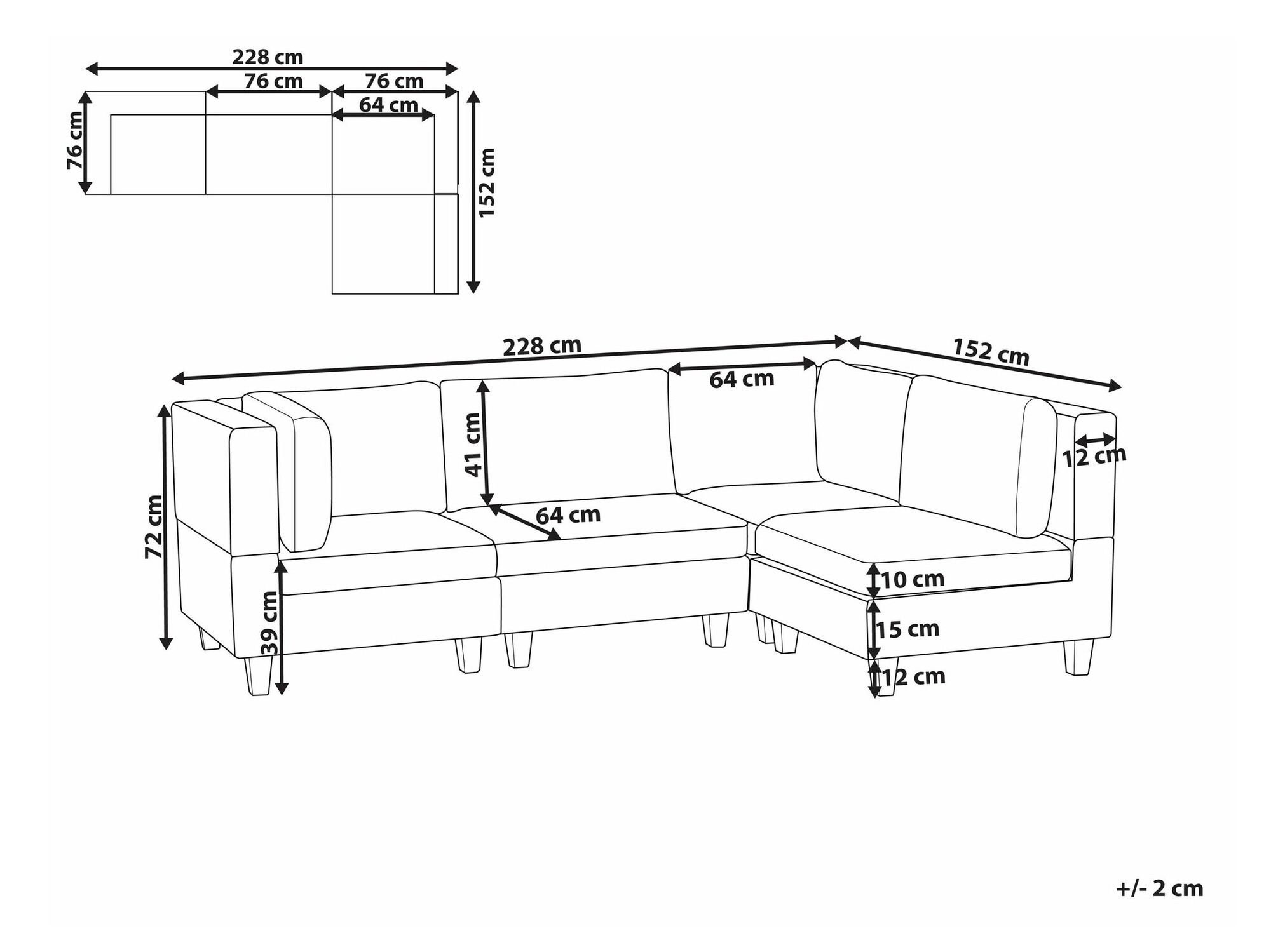 Modularna ugaona garnitura Elbmeli 108 (Bež)