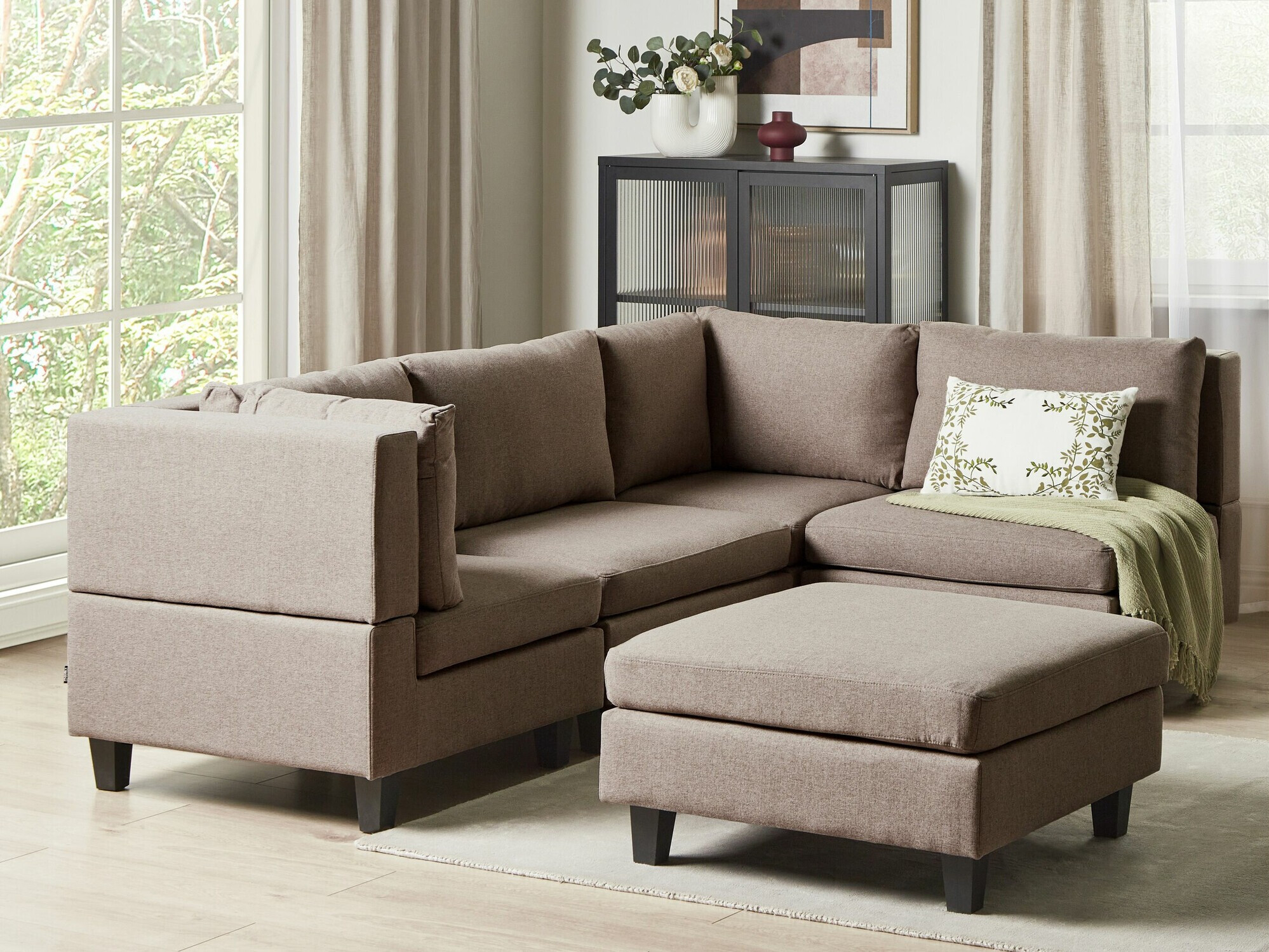 Modularna ugaona garnitura Elbmeli 108 (Smeđa)