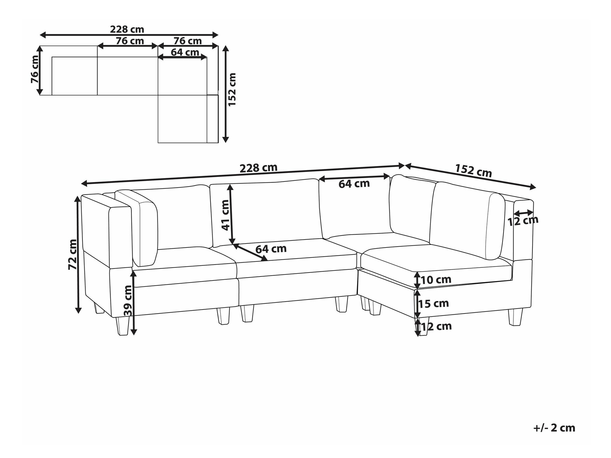Modularna ugaona garnitura Elbmeli 108 (Zelena)