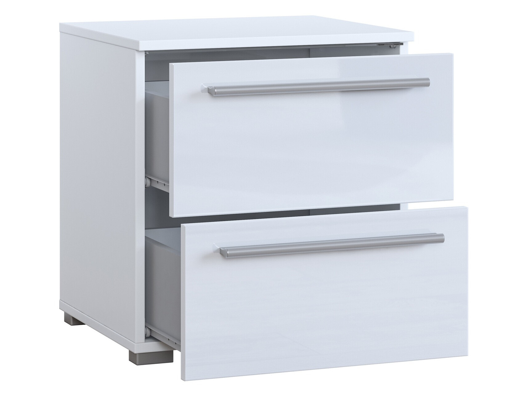 Noćni ormarić Torvire 122 (Belo + Sjajno belo)