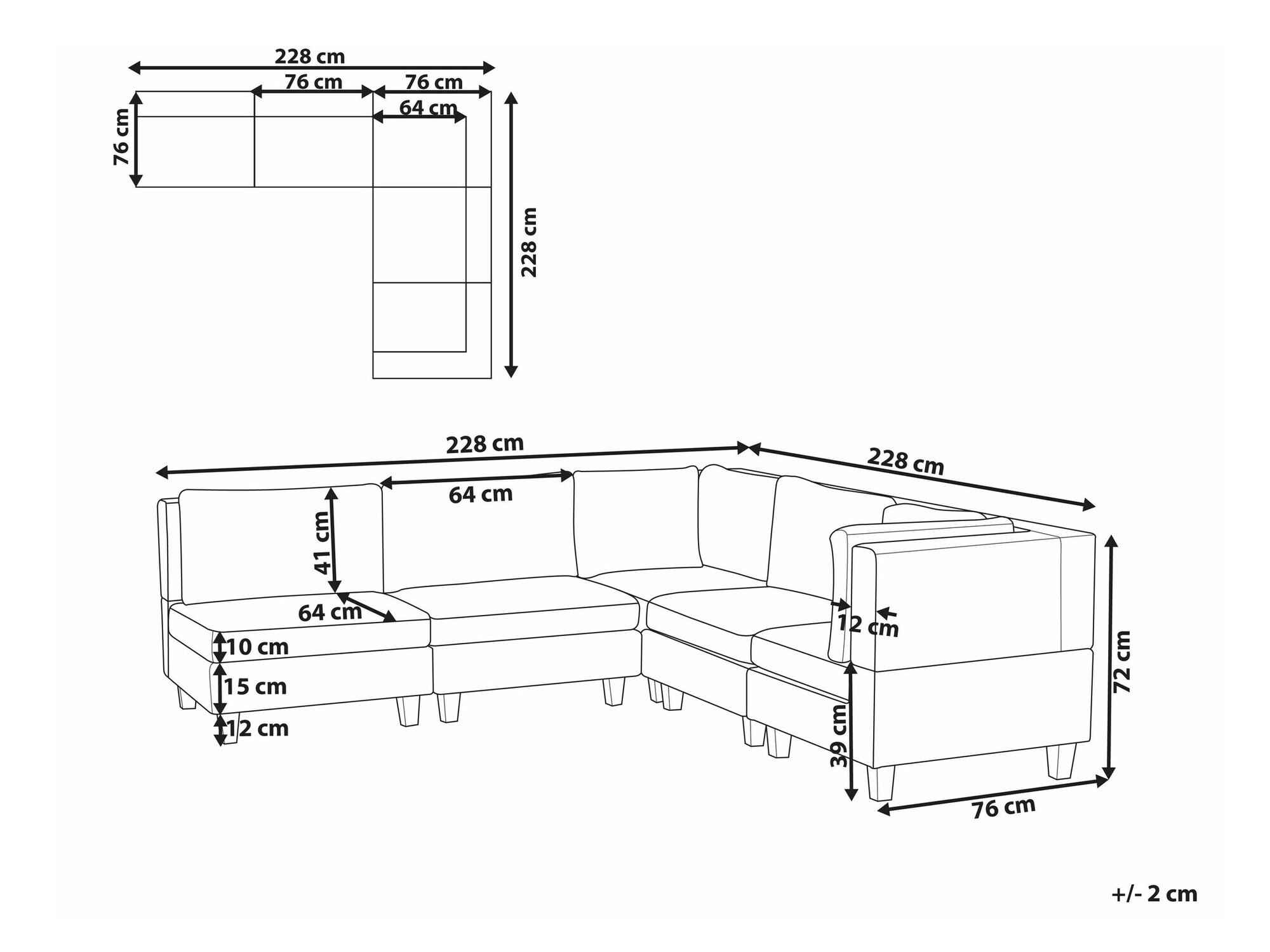 Modularna ugaona garnitura Elbmeli 109 (Bež)