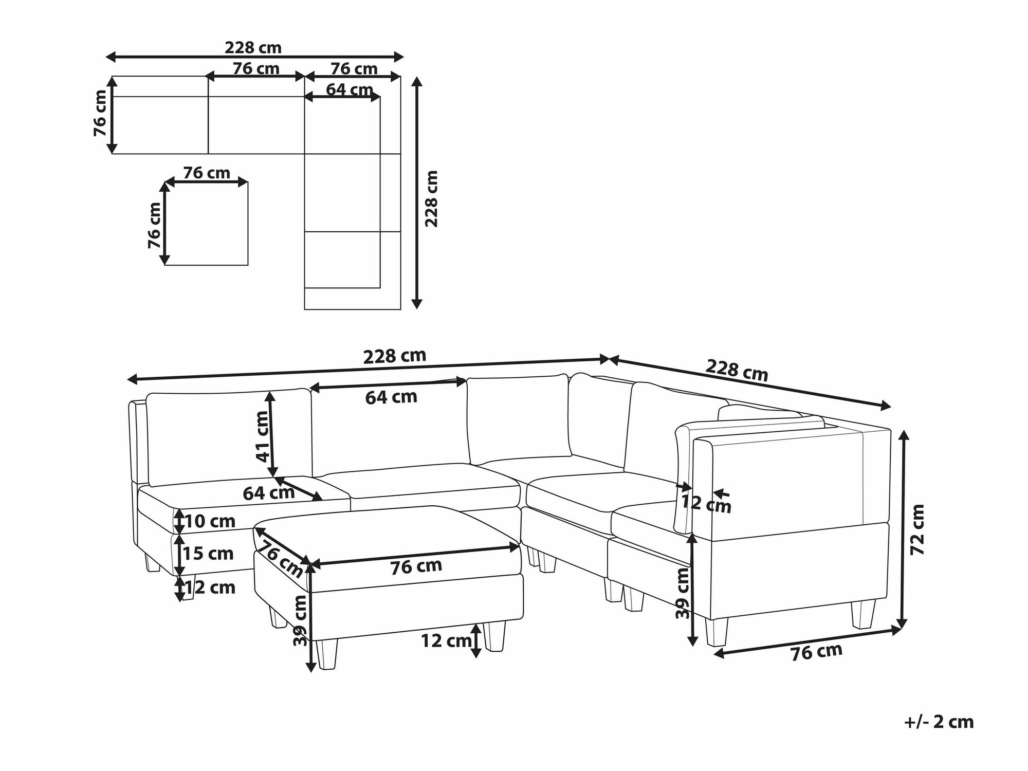 Modularna ugaona garnitura Elbmeli 109 (Bež)