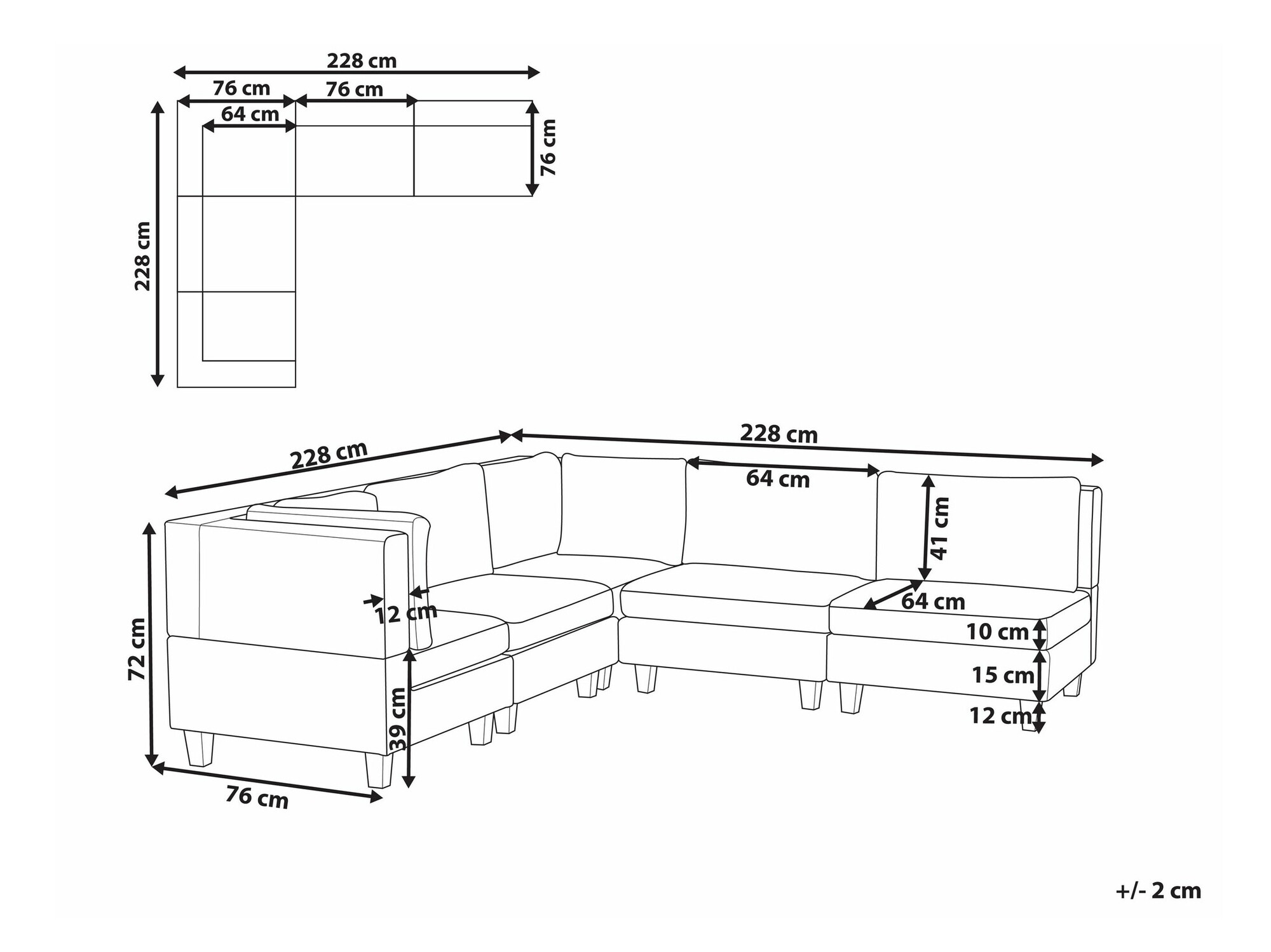 Modularna ugaona garnitura Elbmeli 109 (Bež)