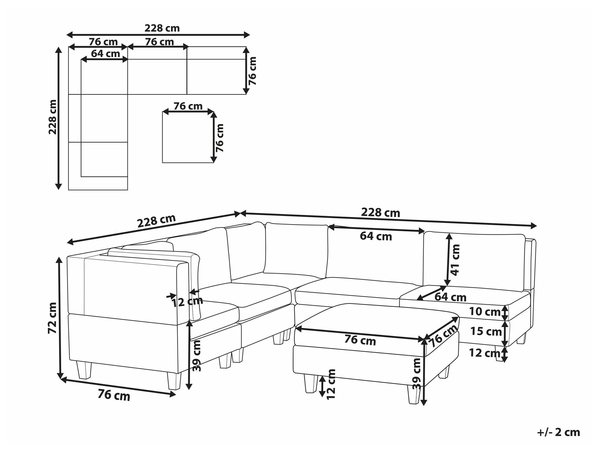 Modularna ugaona garnitura Elbmeli 109 (Bež)