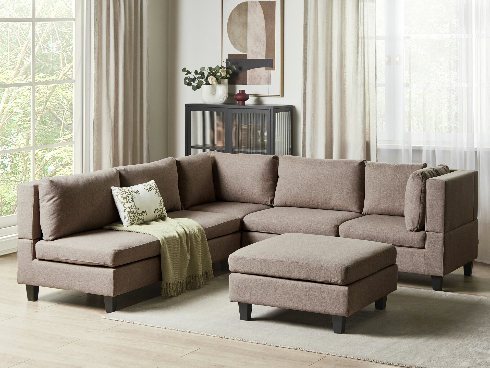 Modularna ugaona garnitura Elbmeli 109 (Smeđa)