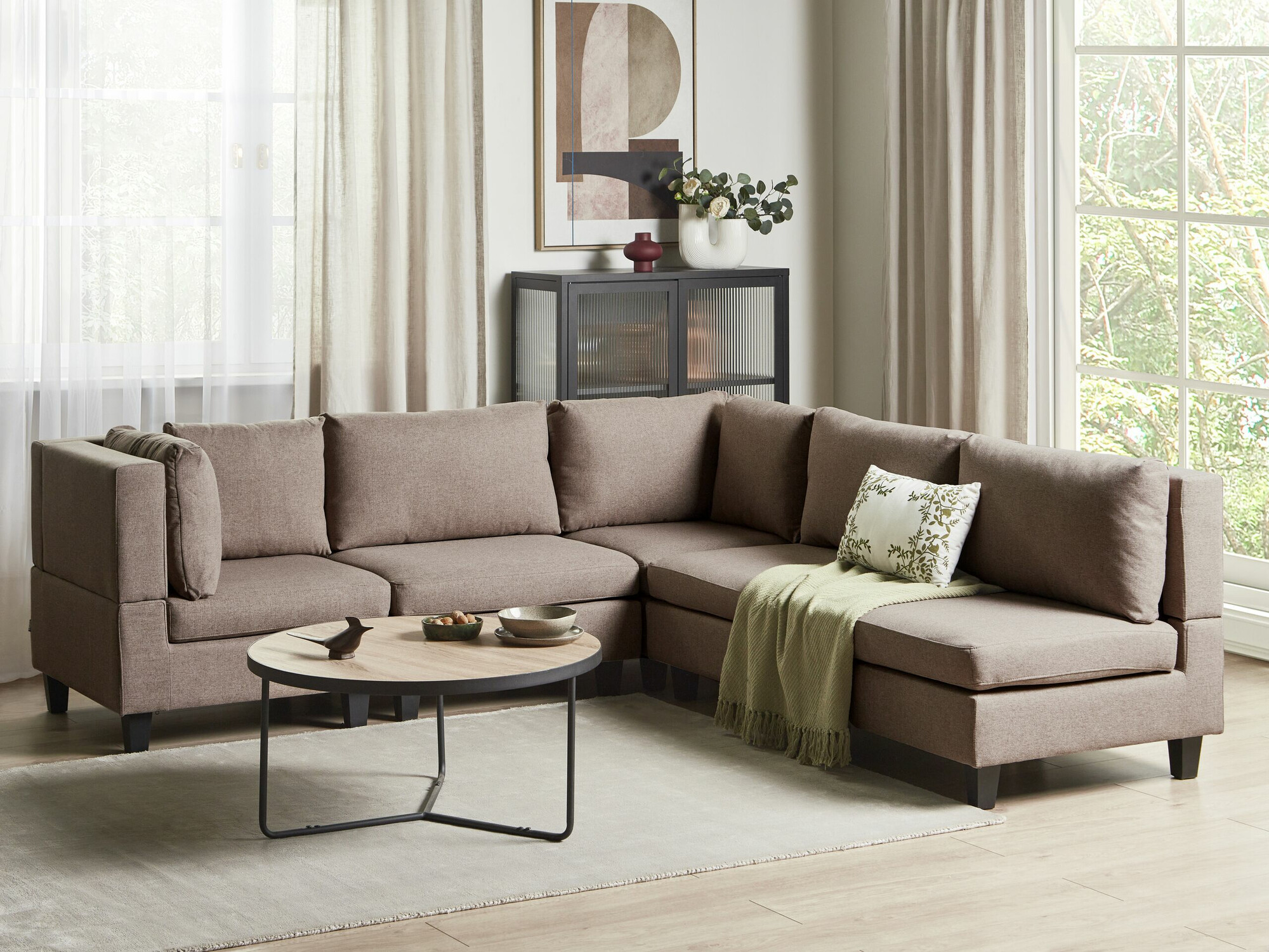 Modularna ugaona garnitura Elbmeli 109 (Smeđa)