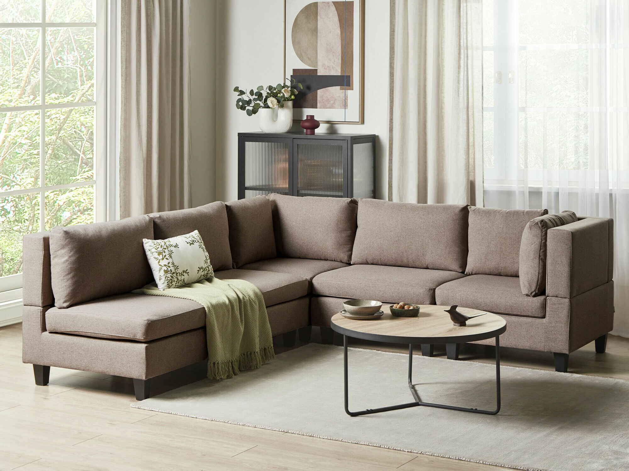 Modularna ugaona garnitura Elbmeli 109 (Smeđa)