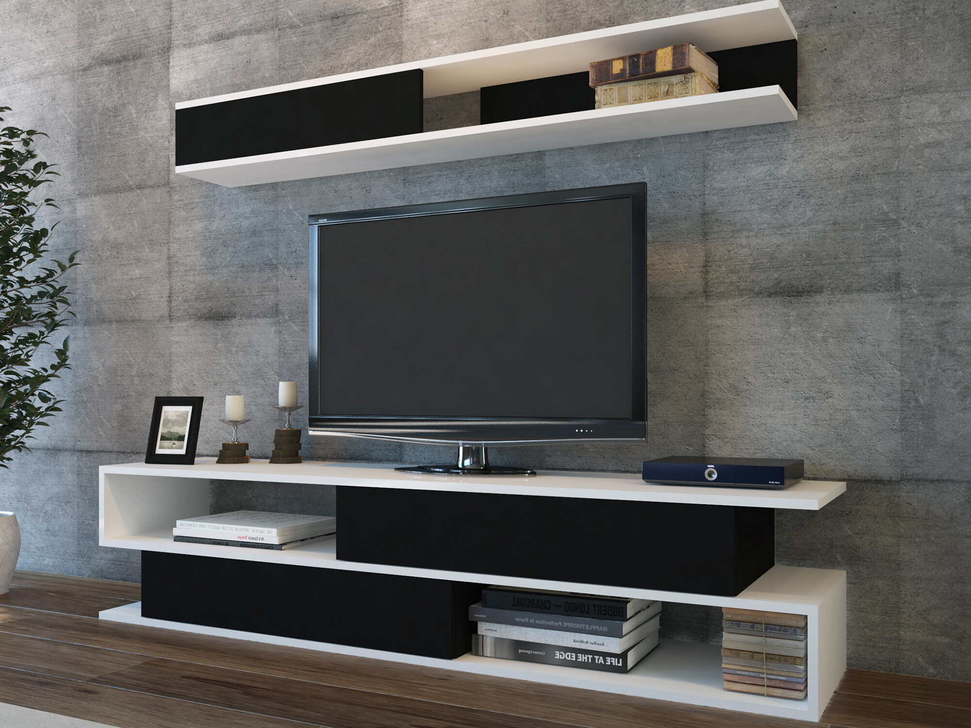 Set za dnevnu sobu Kailua 904 (Crno + Belo)