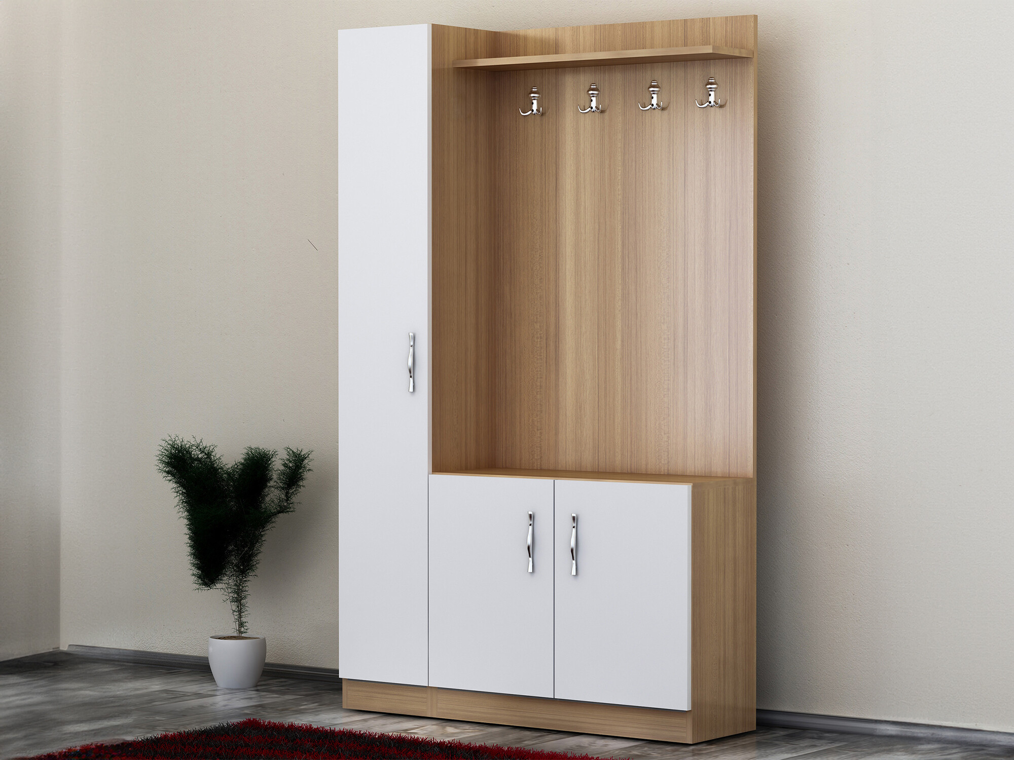 Set za hodnik Kailua 595 (Belo + Tikovina)