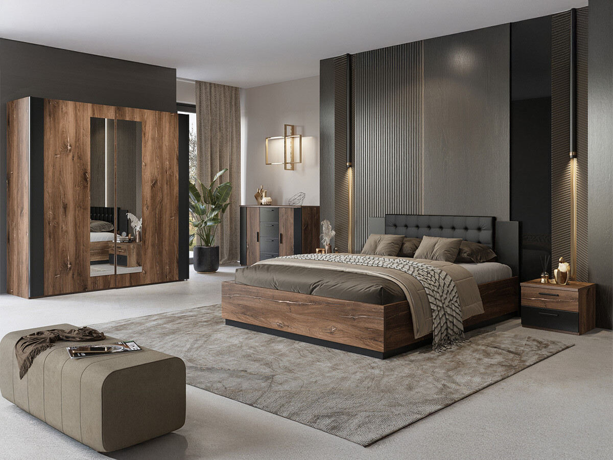 Komoda Felelie 102 (Tamus Flagstaf hrast + Bakarna)