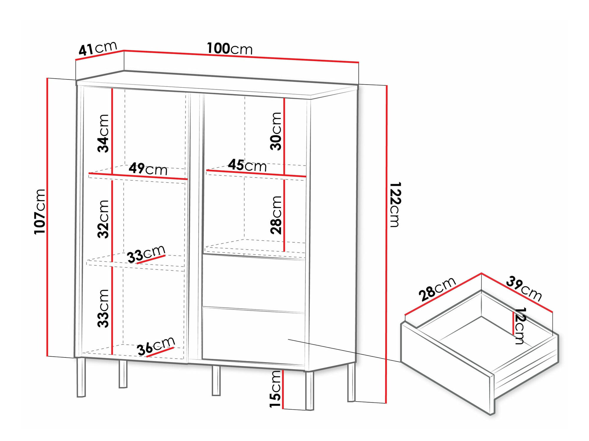 Komoda Lumiri 100 (Hrast + Crno)