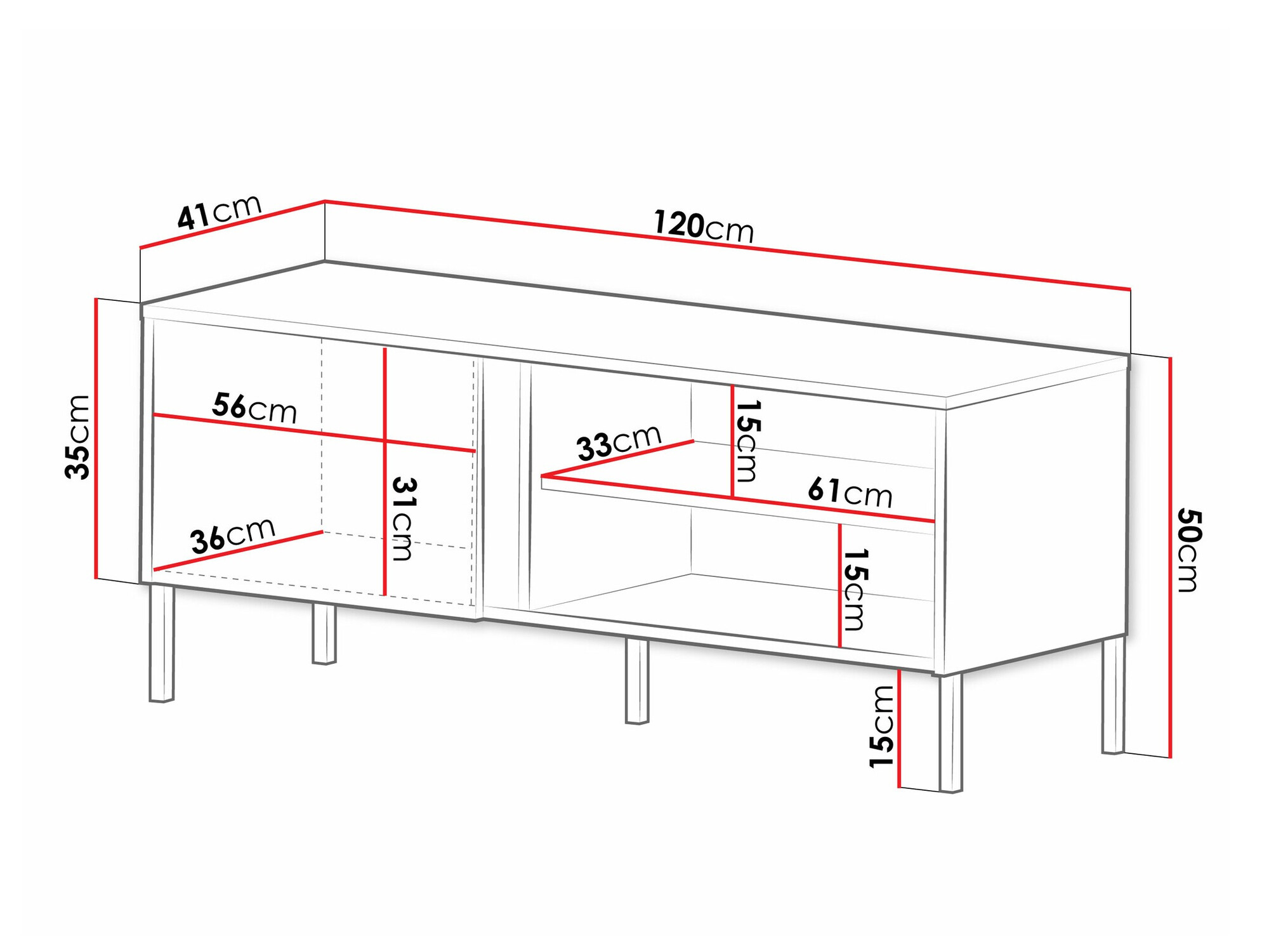 TV komoda Lumiri 106 (Hrast + Crno)
