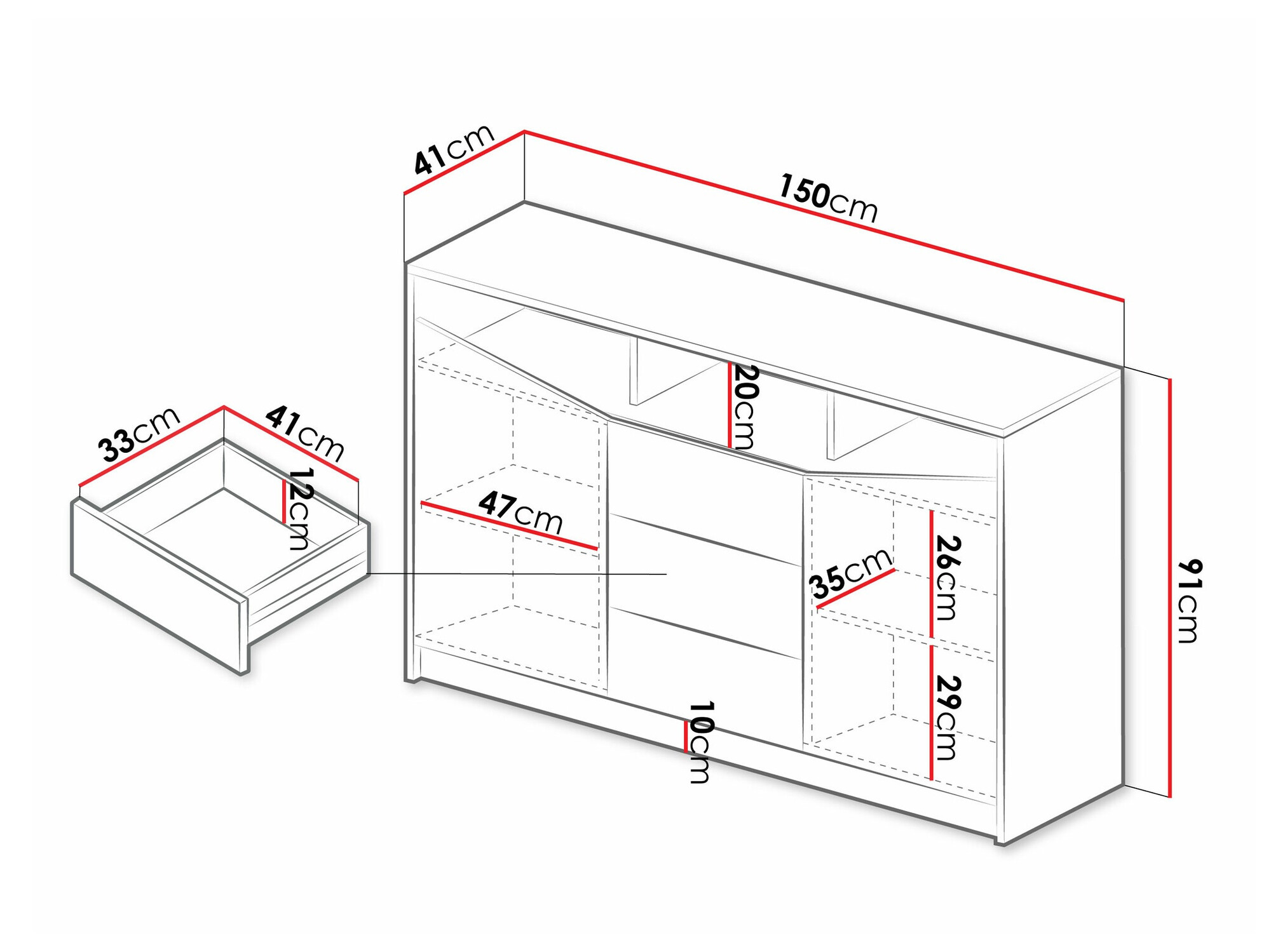 Komoda Tenreme 102 (Hrast + Crno)
