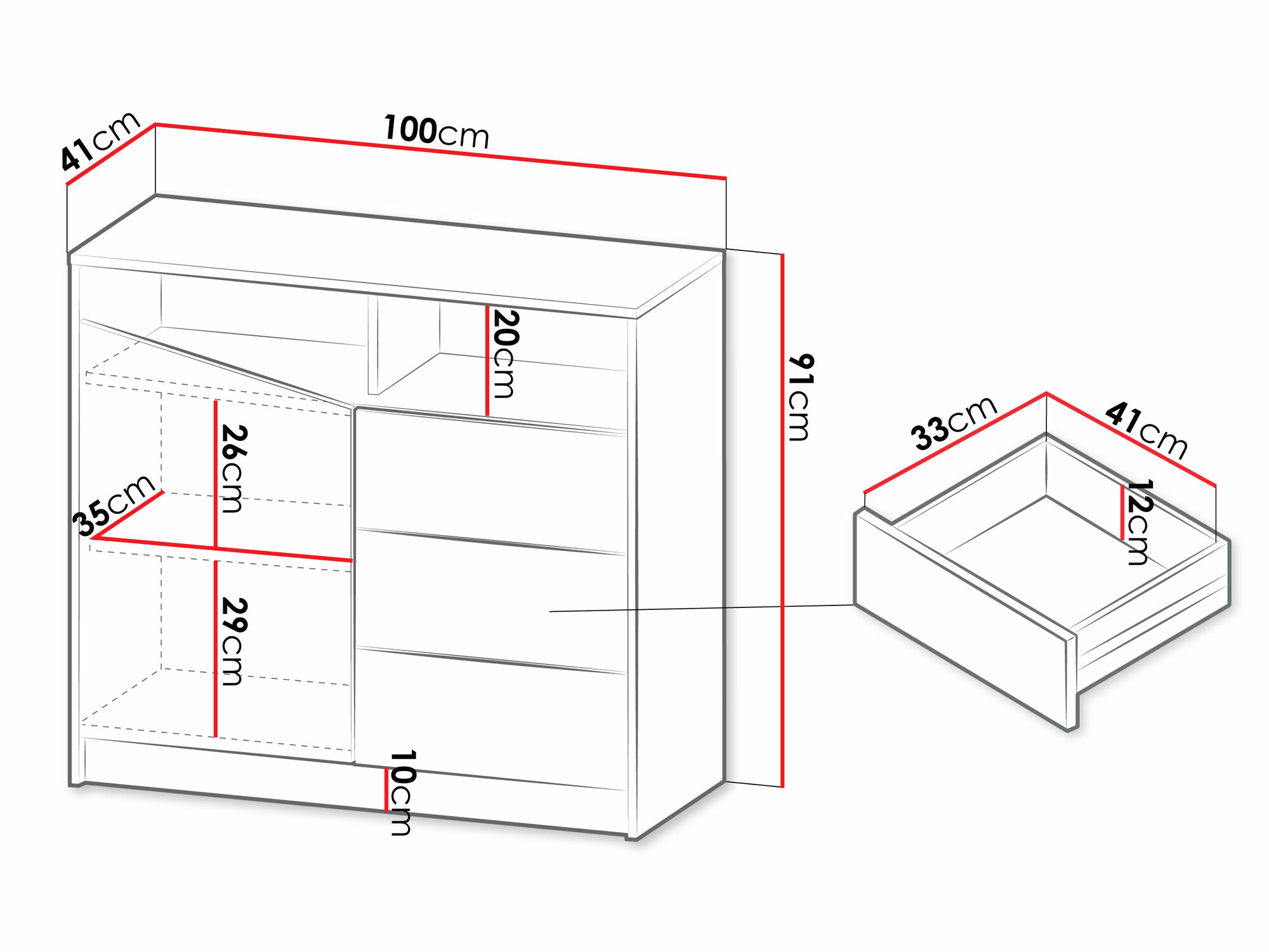 Komoda Tenreme 103 (Bež + Hrast)