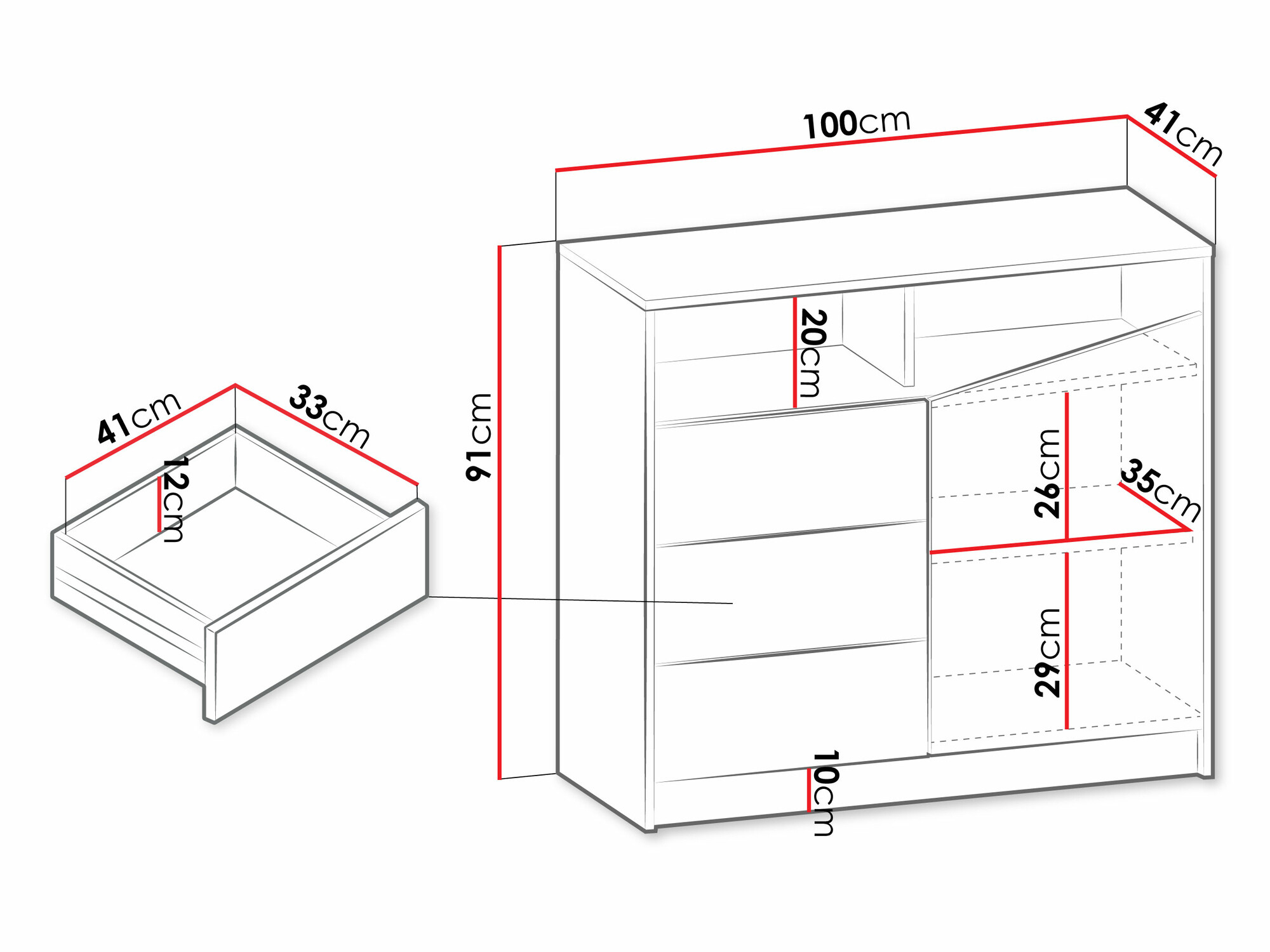 Komoda Tenreme 104 (Hrast + Crno)
