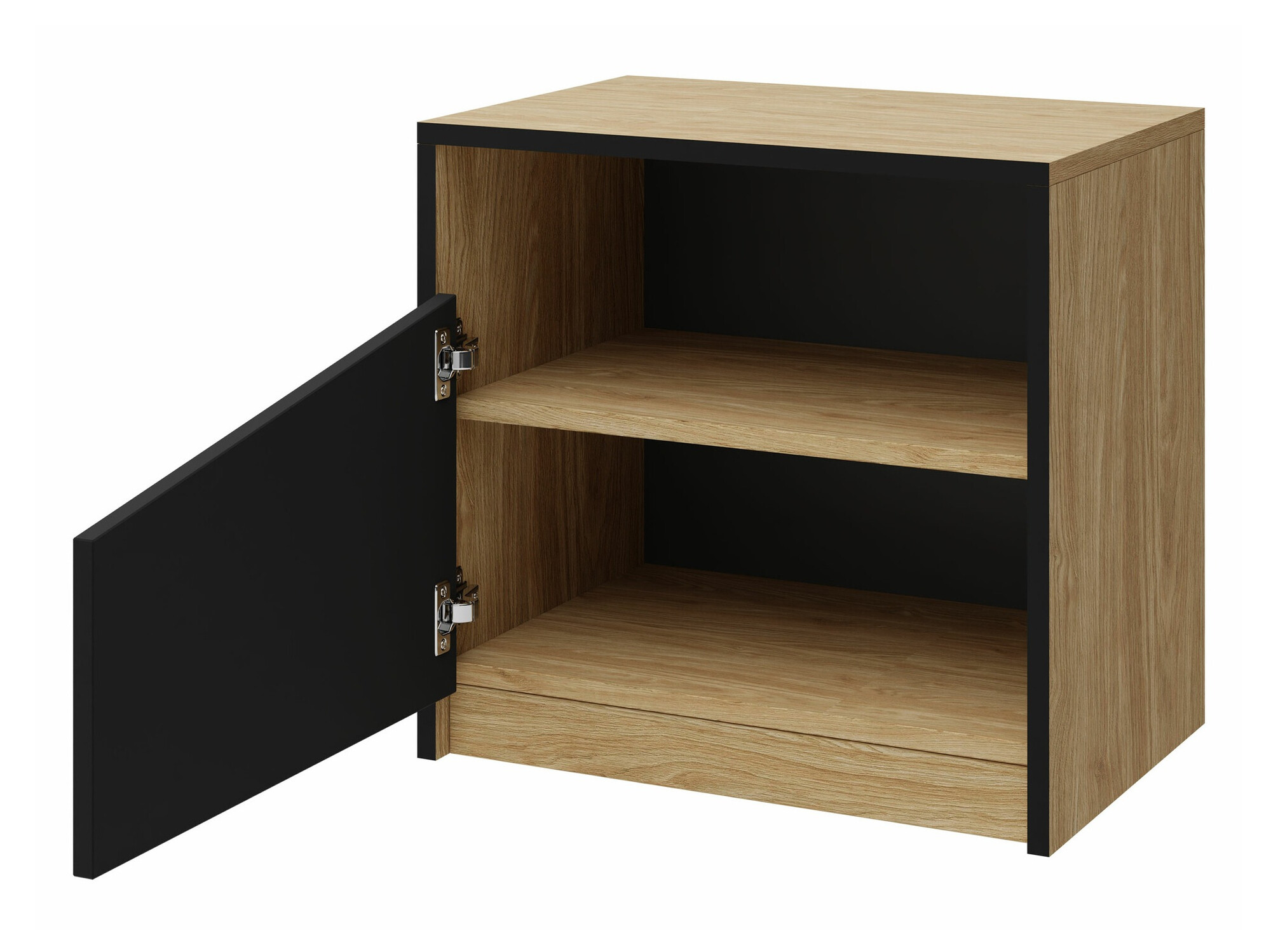 Noćni ormarić Tenreme 105 (Hrast + Crno)