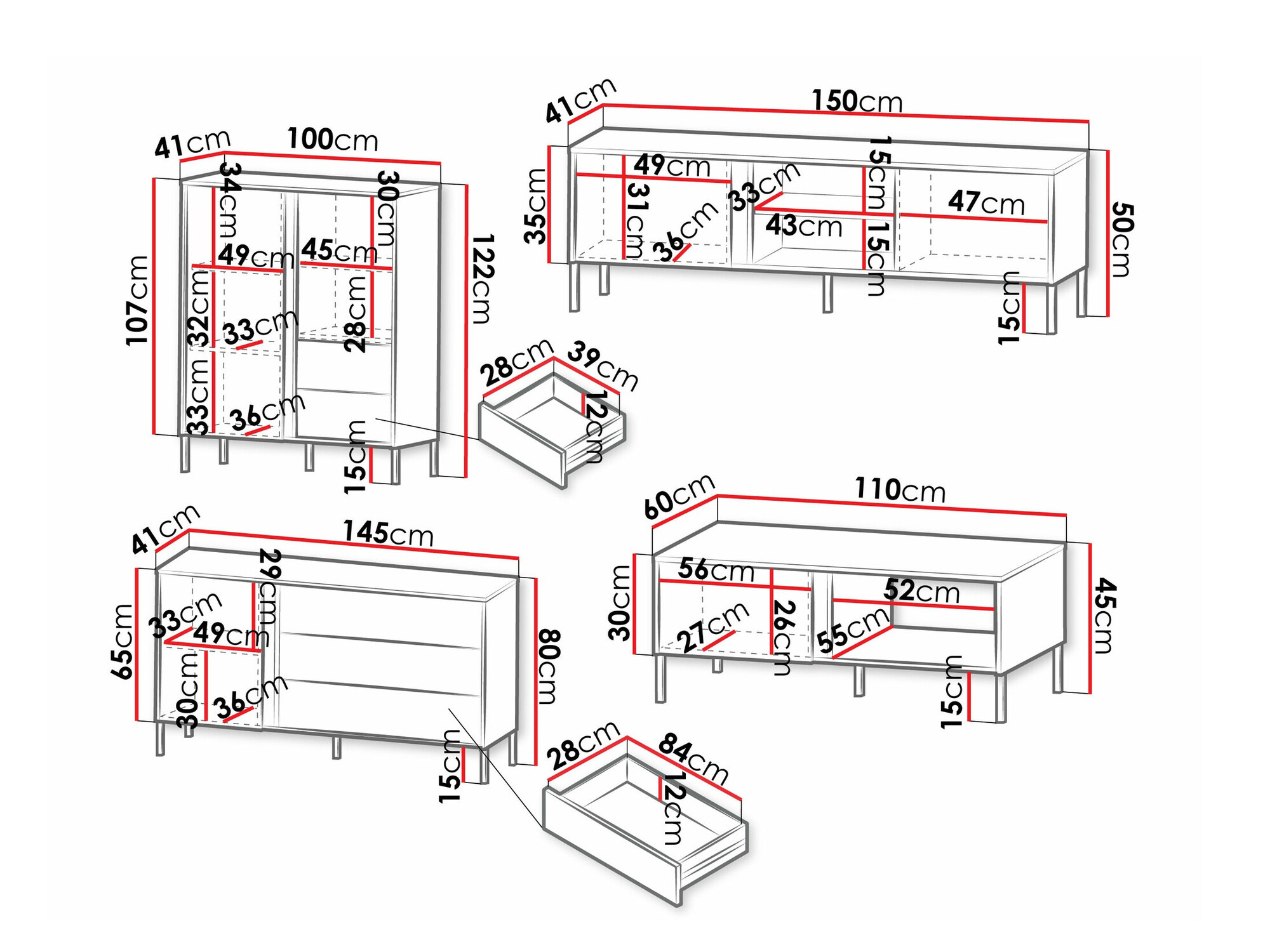 Set za dnevnu sobu Lumiri 108 (Hrast + Crno)