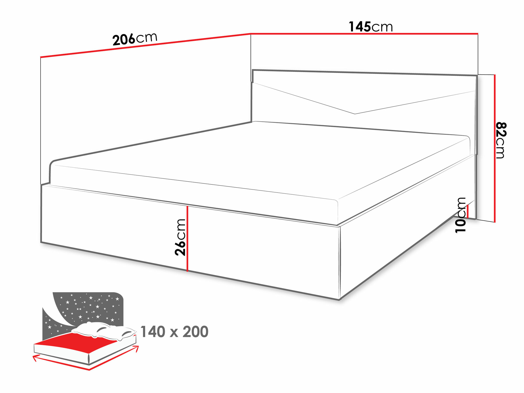 Krevet Tenreme 107 (Hrast + Crno)