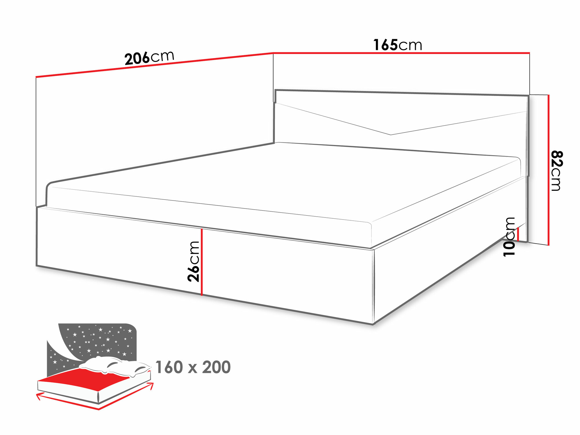 Krevet Tenreme 107 (Hrast + Crno)