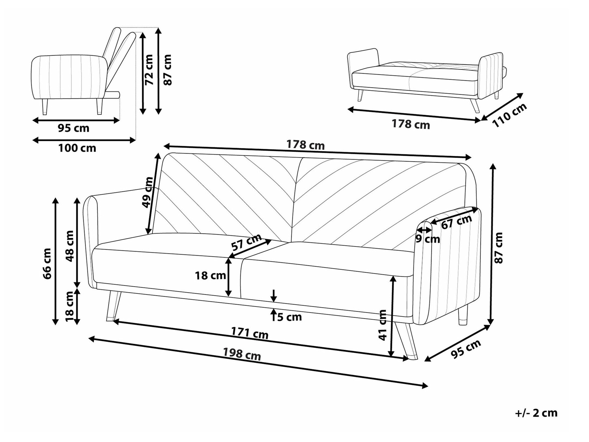 Sofa na razvlačenje Berwyn 2283 (Svetlo smeđa)