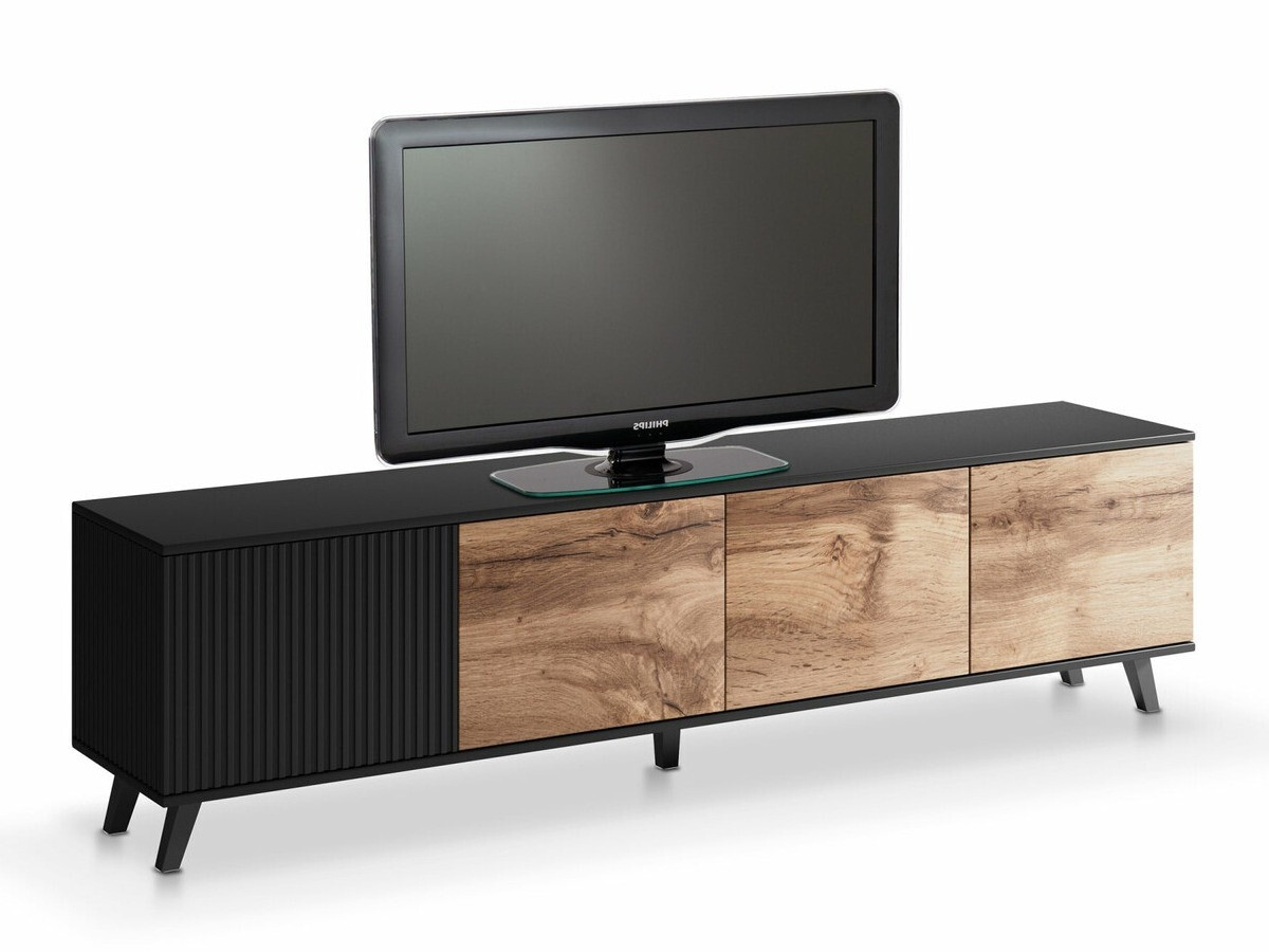 TV komoda Luelia 114 (Crno + Hrast Votan)
