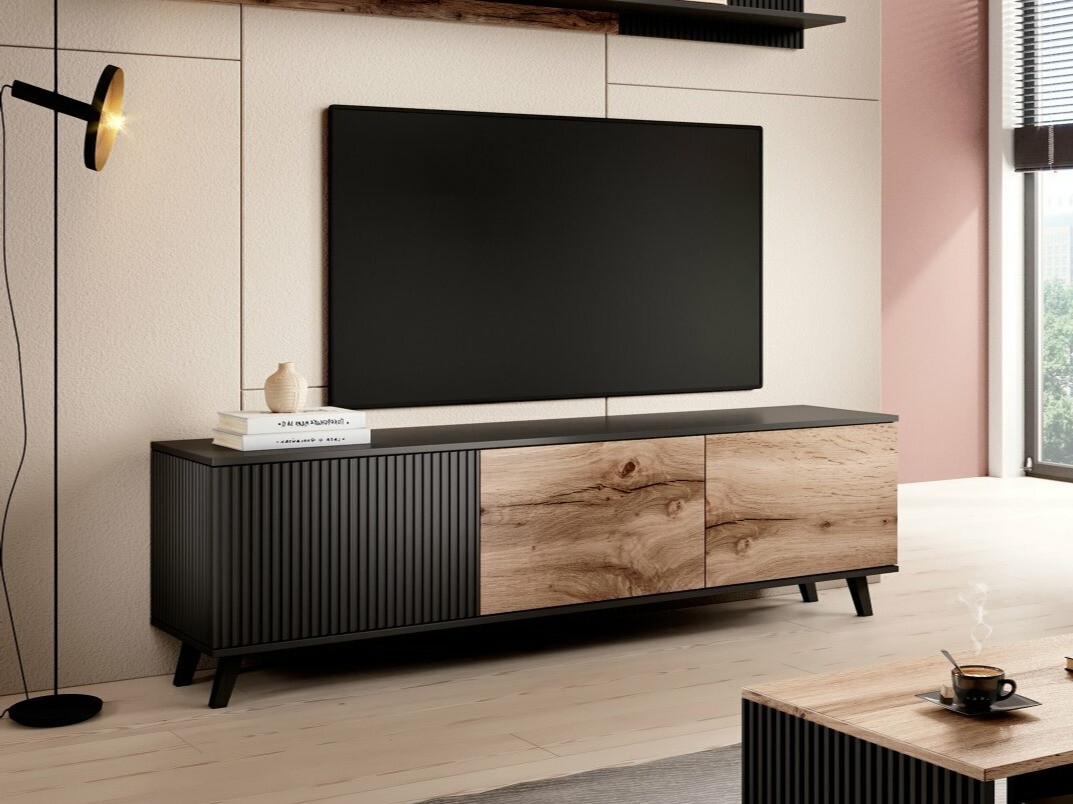TV komoda Luelia 115 (Crno + Hrast Votan)