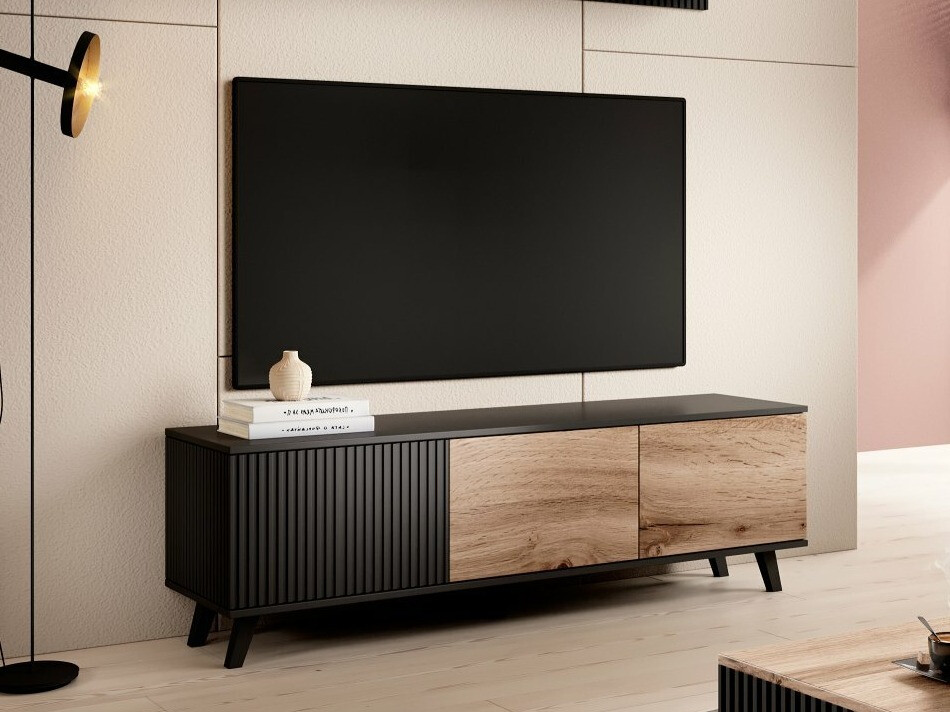TV komoda Luelia 116 (Crno + Hrast Votan)