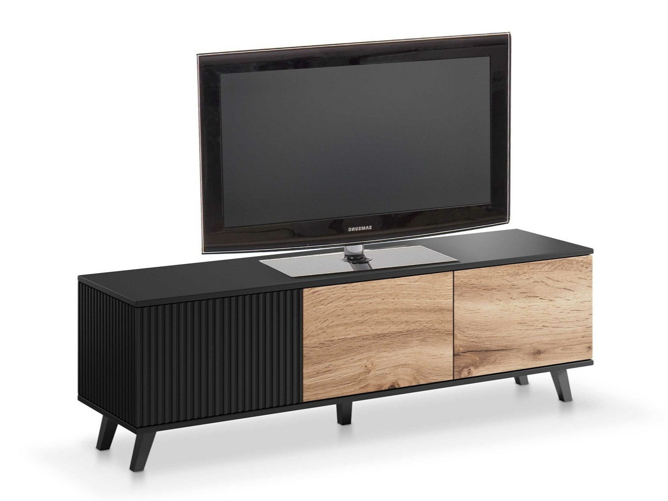 TV komoda Luelia 116 (Crno + Hrast Votan)