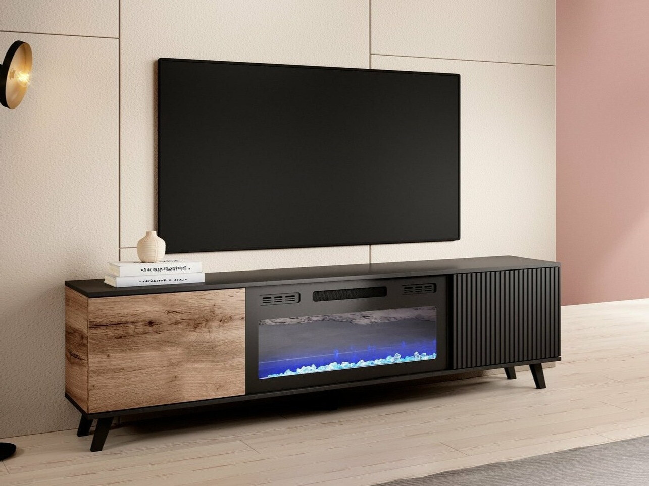 TV komoda Luelia 121 (Crno + Hrast Votan)