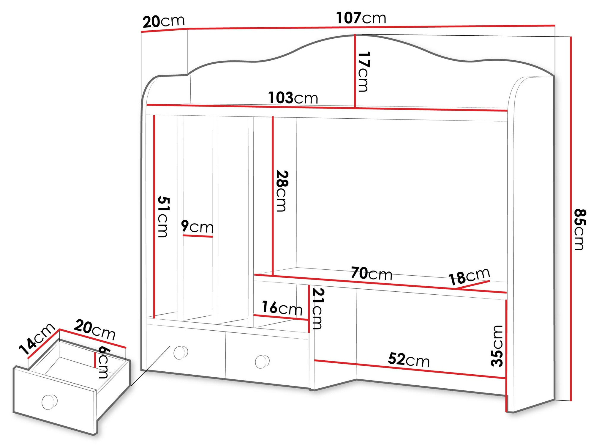 Polica Romelbo 136 (Belo + Hrast)