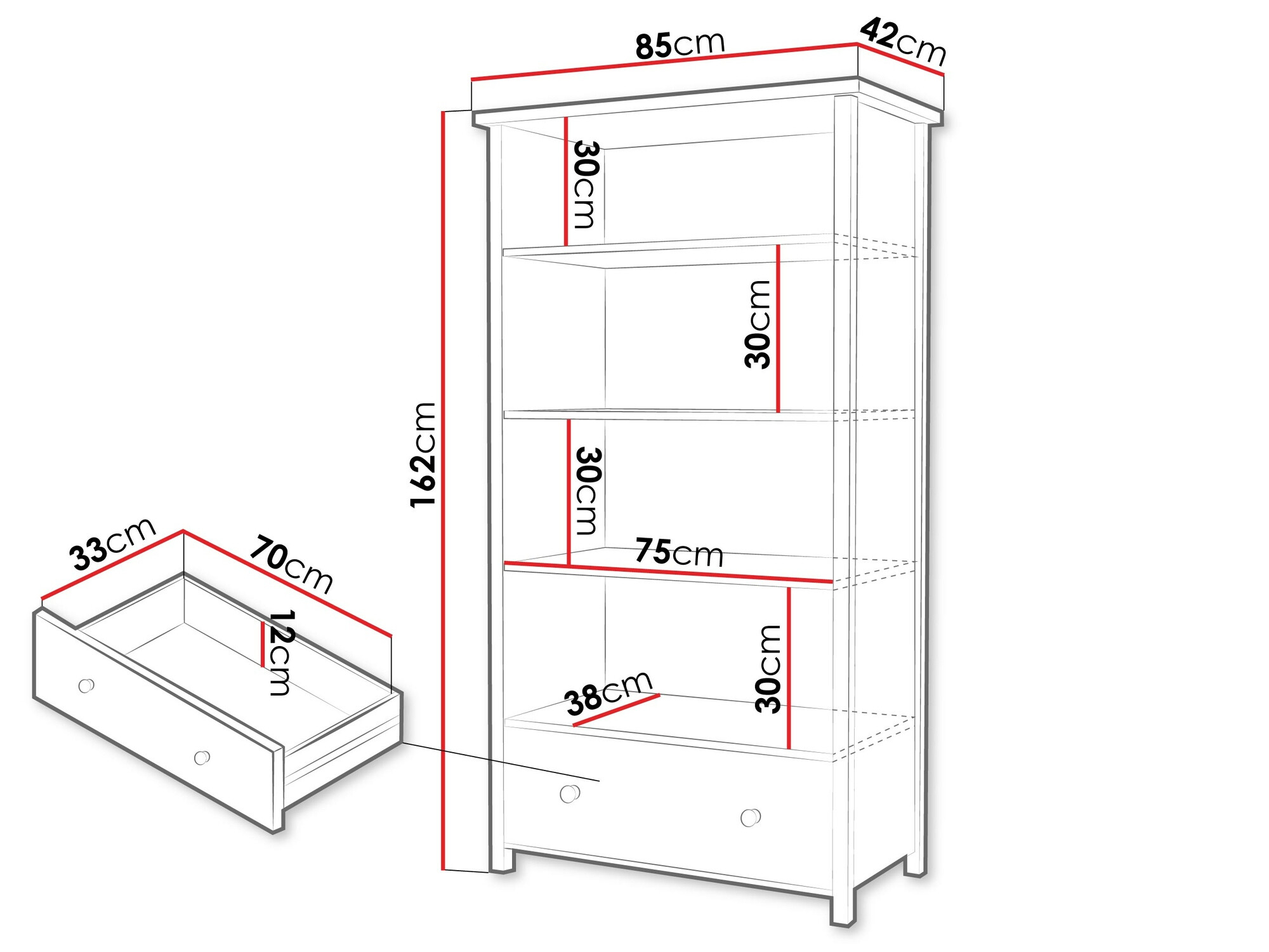 Polica Romelbo 142 (Belo + Hrast)