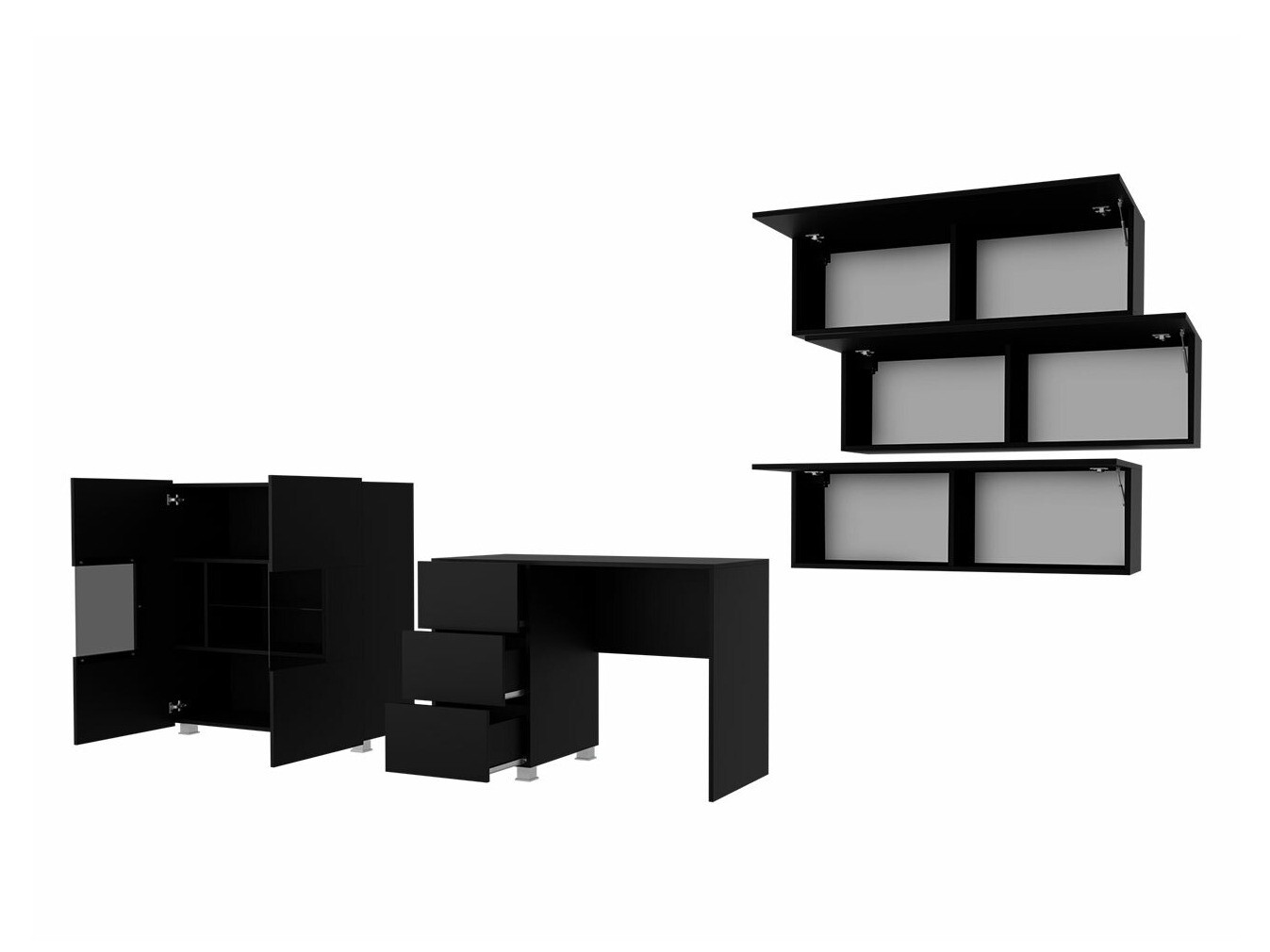 Set nameštaja Tivdalu 136 (Belo + Sjajno belo)