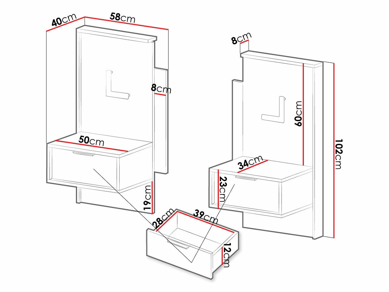 Set noćnih ormarića Flodale 102